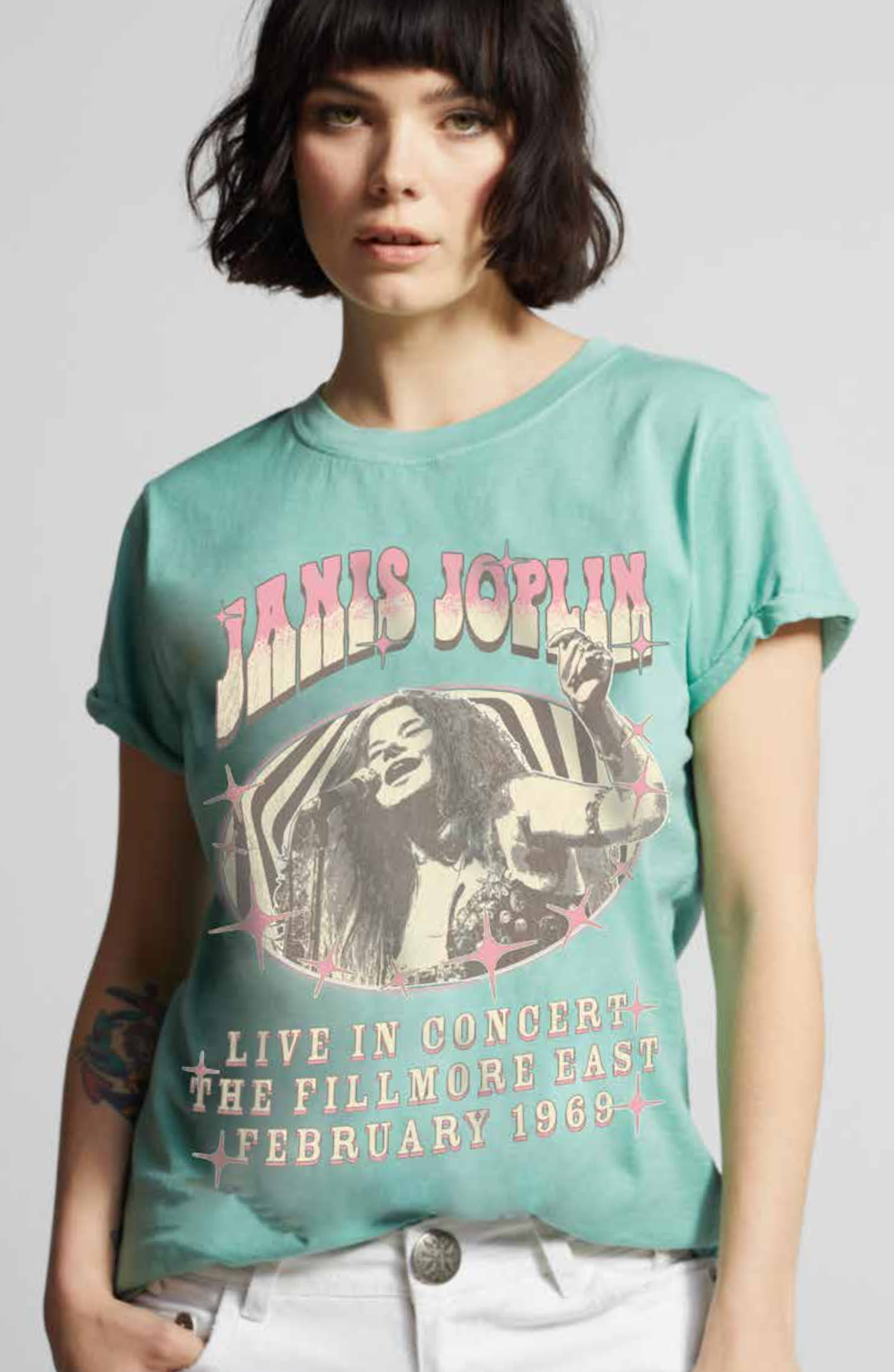 Recycled Karma Janis Joplin Live 1969 Burn Out Graphic Tee