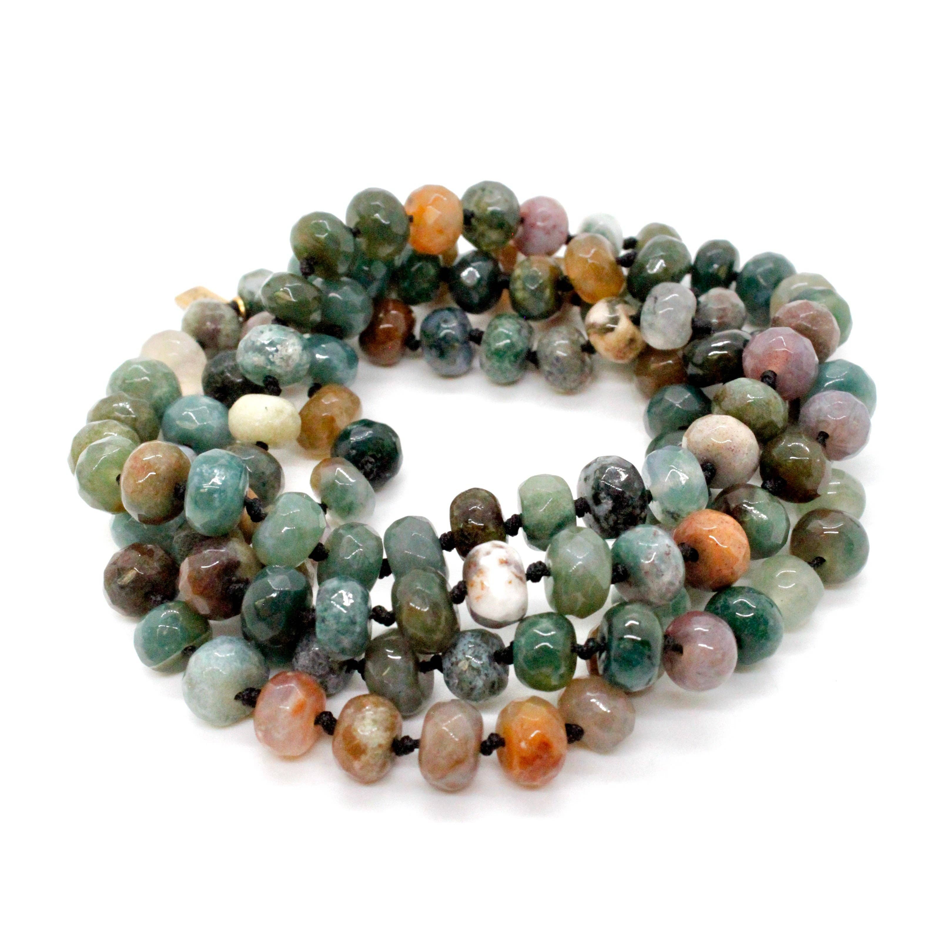 Lizou Hand-Knotted Long Agate Knotted Necklace