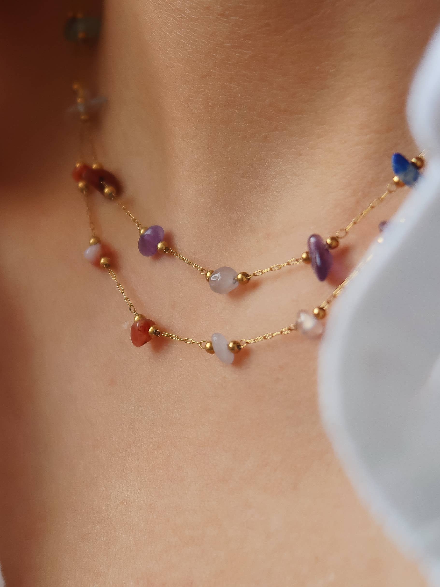 Flânerie Besse 18K Gold Multi Gemstone Necklace, Bracelet