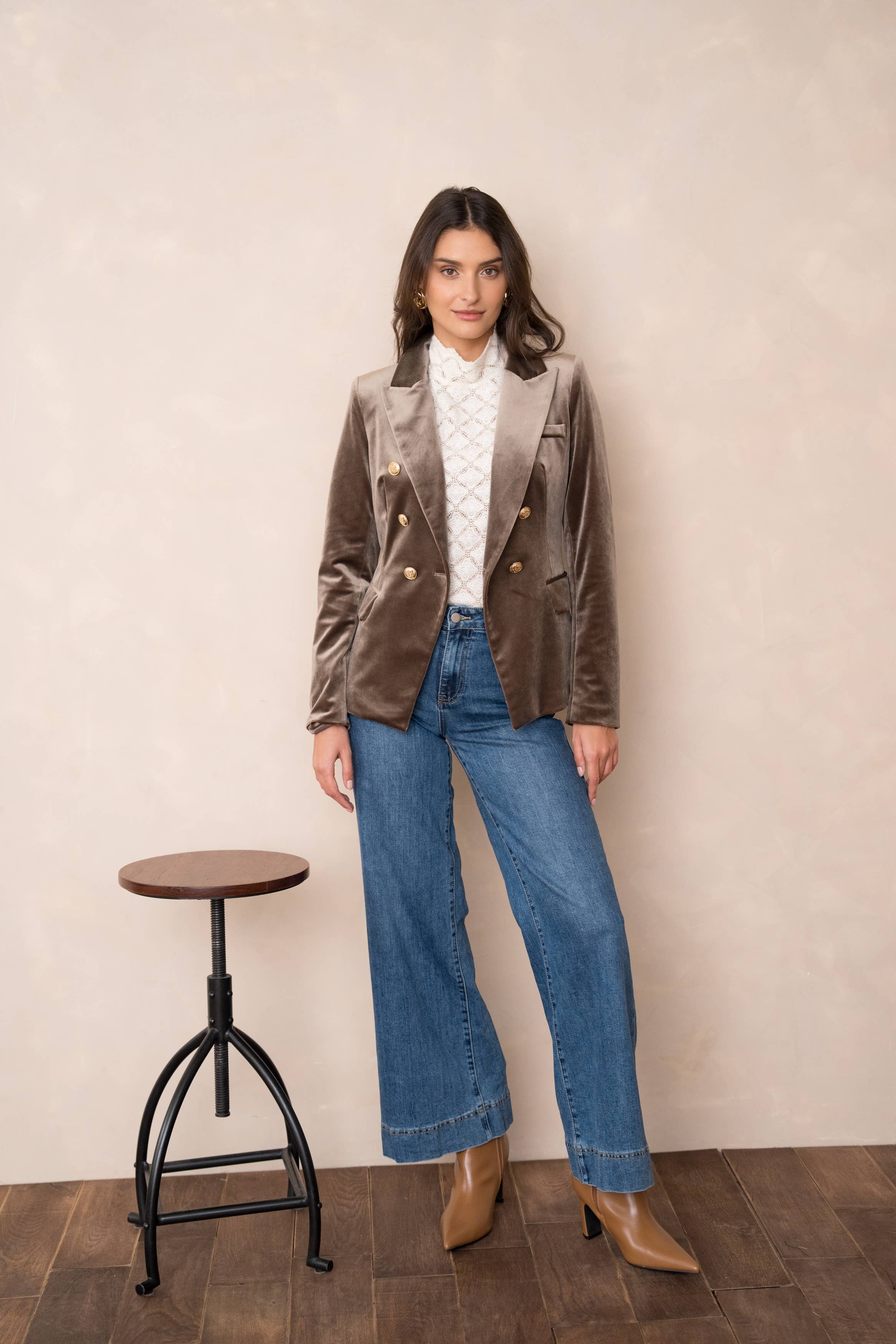 Carmine Paris Velvet Jacket with Gold Buttons V1721N