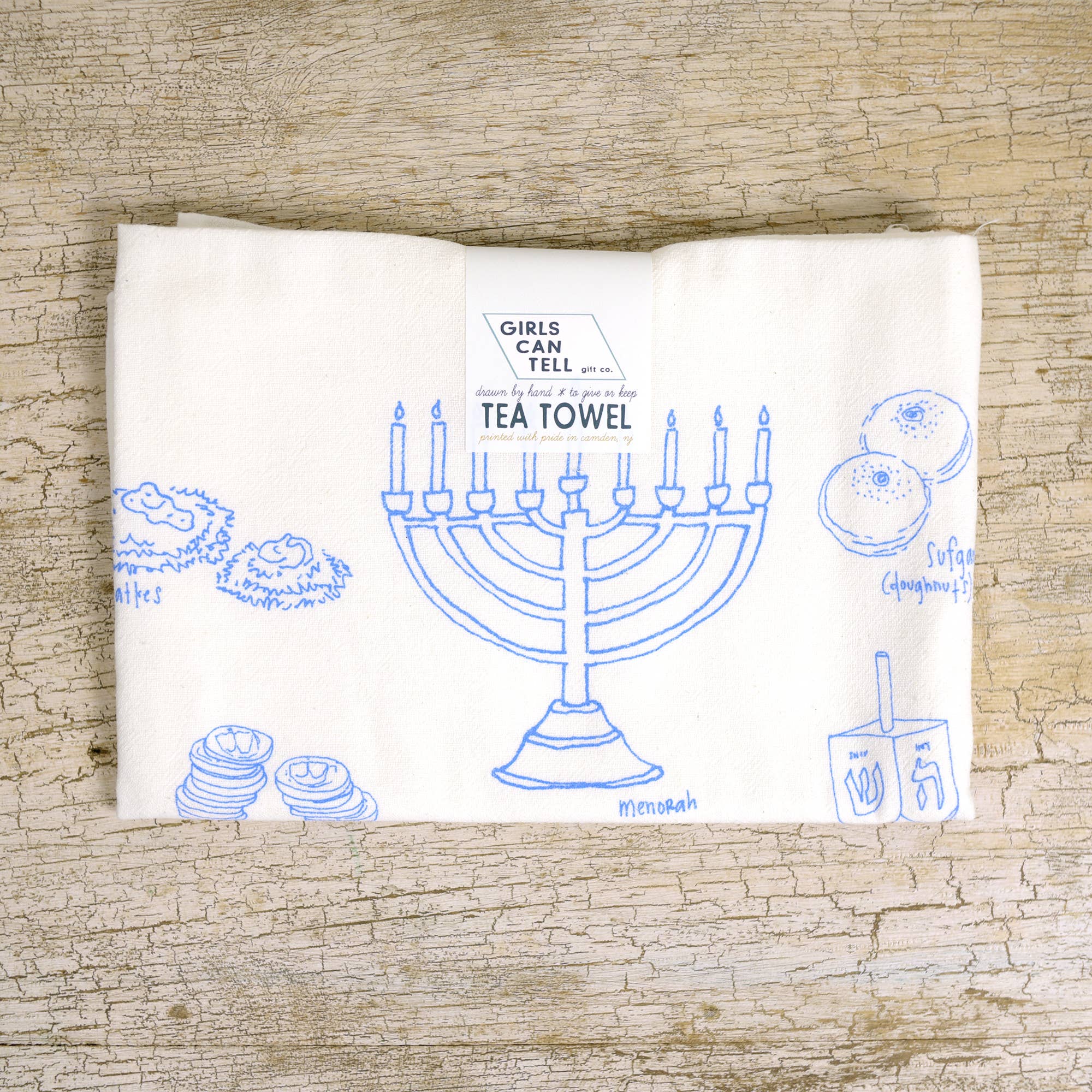 Girls Can Tell Hanukkah Tea Towel