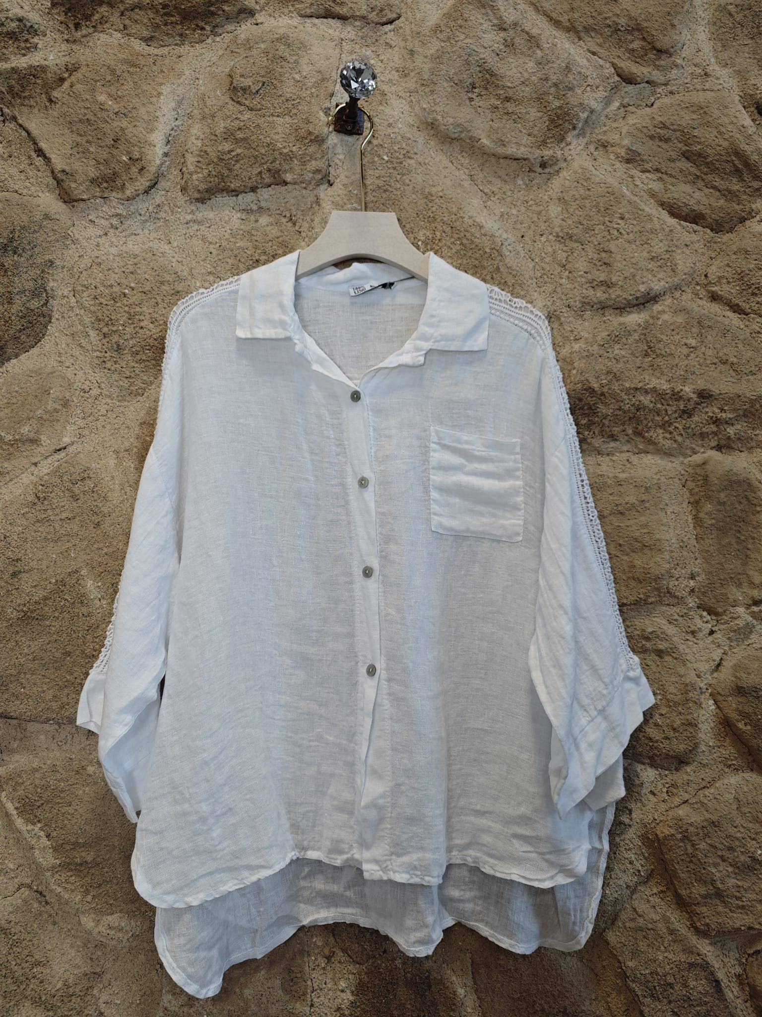 European Linen Oversized Button Up Top 4451