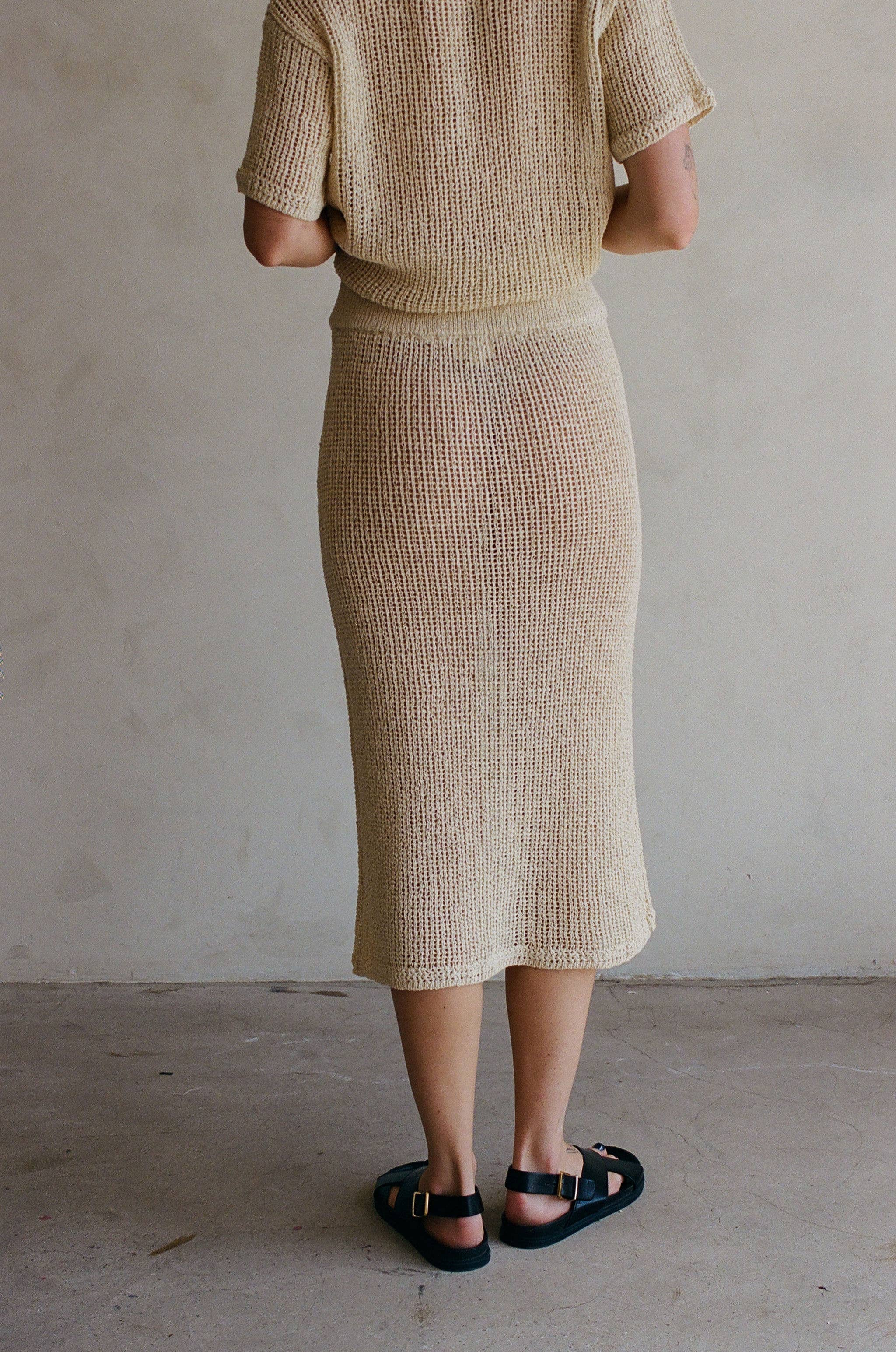 a.ren | Danaelle Knit Sweater Ribbed Midi Pencil Skirt AW1033