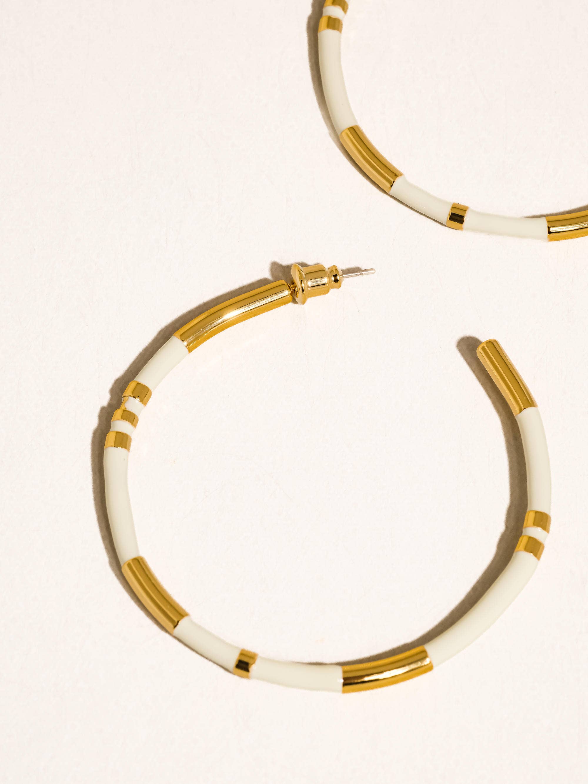 Flânerie Dallin 18K Gold Large Enamel C-Hoop Earring