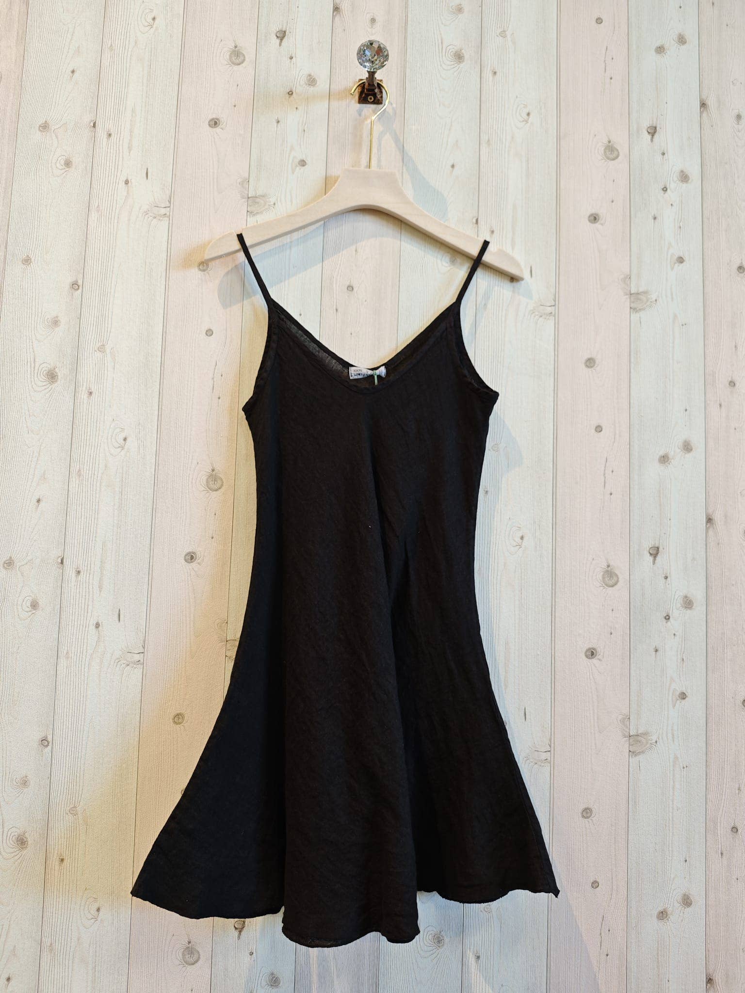 European Linen Thin Strap Short Dress 33220