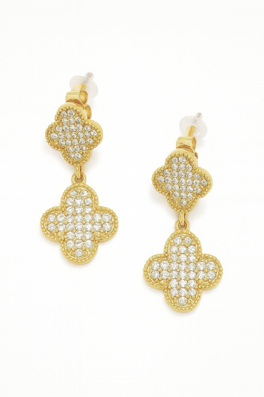 Sahira Pave Clover Drop Earrings