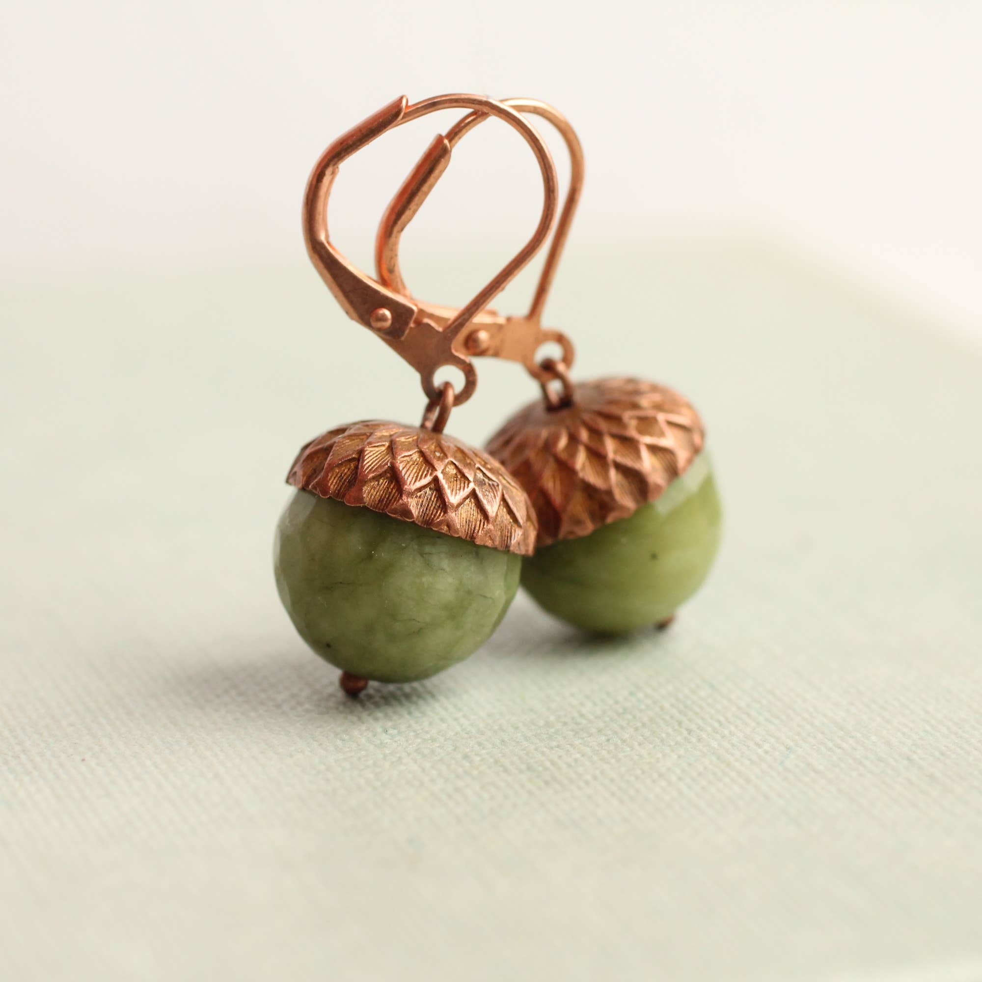 Silk Purse, Sow’s Ear Olive Green Acorn Earrings