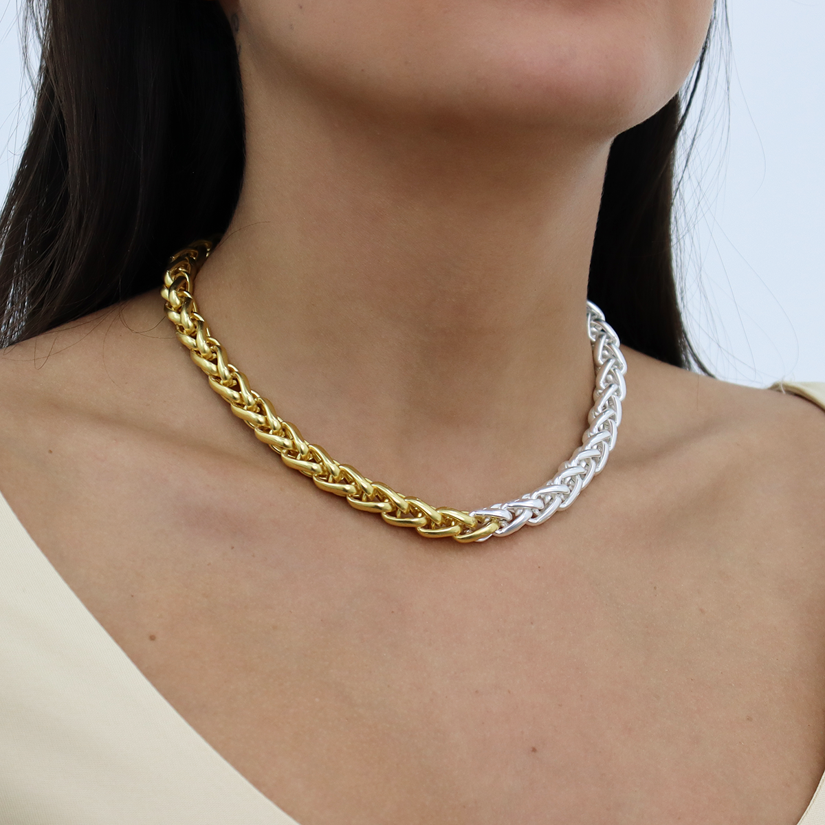 Karine Sultan Mixed Metal Braided Link Chain Necklace N60088.01