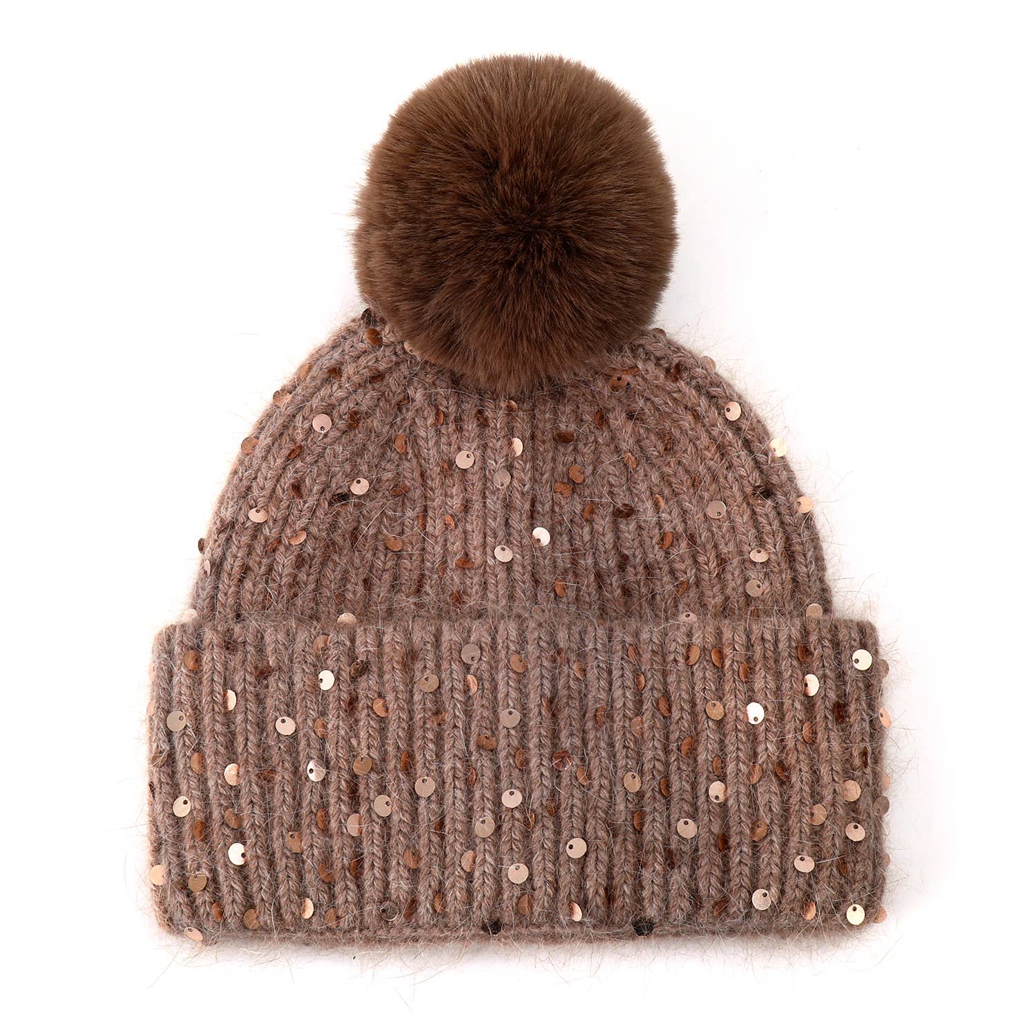 Thames Collection Wool Sequin Pompom Hat