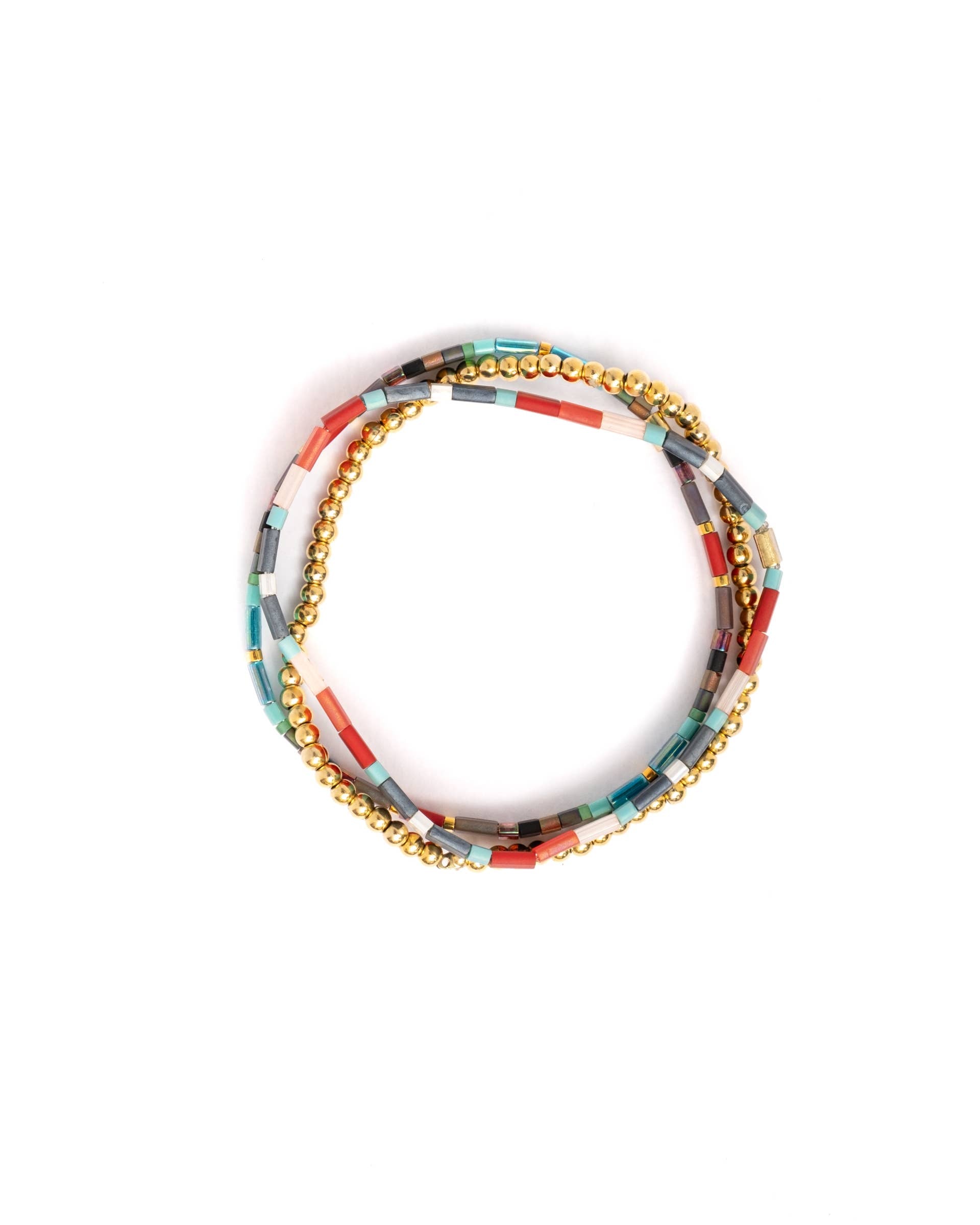 Mayana Set/3 Miyuki Tila Bracelets-Red/Aqua