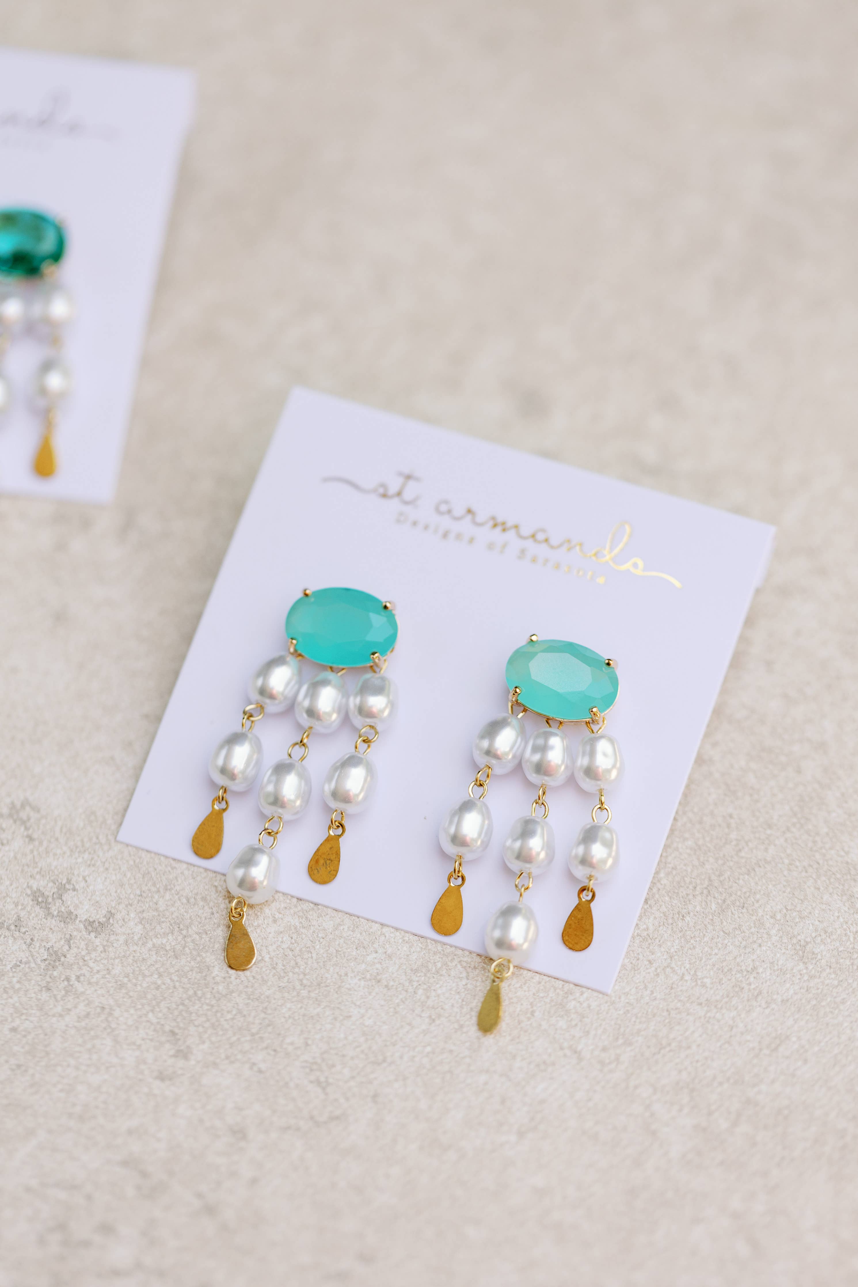 St. Armands Seaglass and Pearl Tassel Earrings SAD345