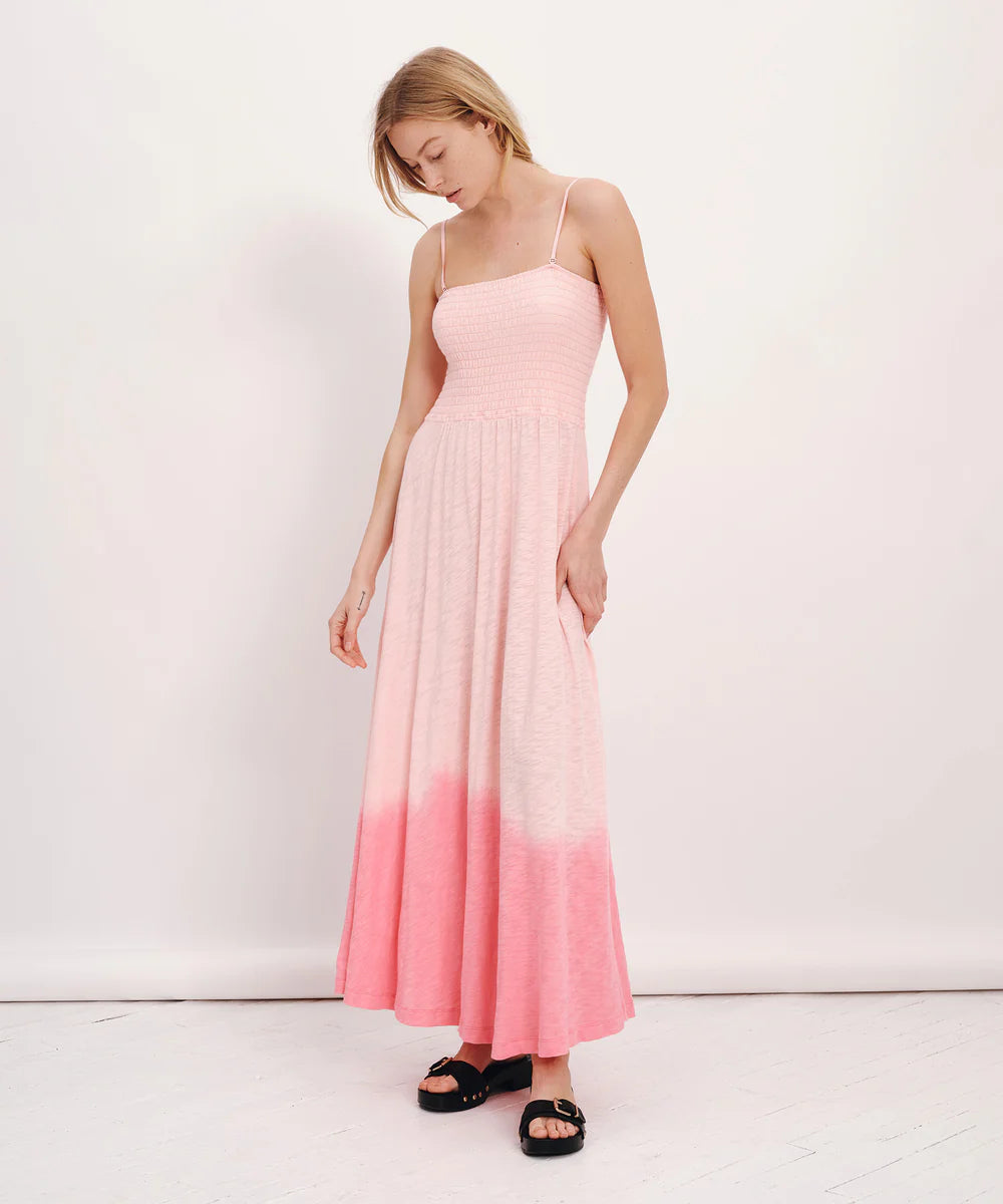 ATM Slub Jersey with Tonal Dip Smocked Dress - Cherry Blossom Combo