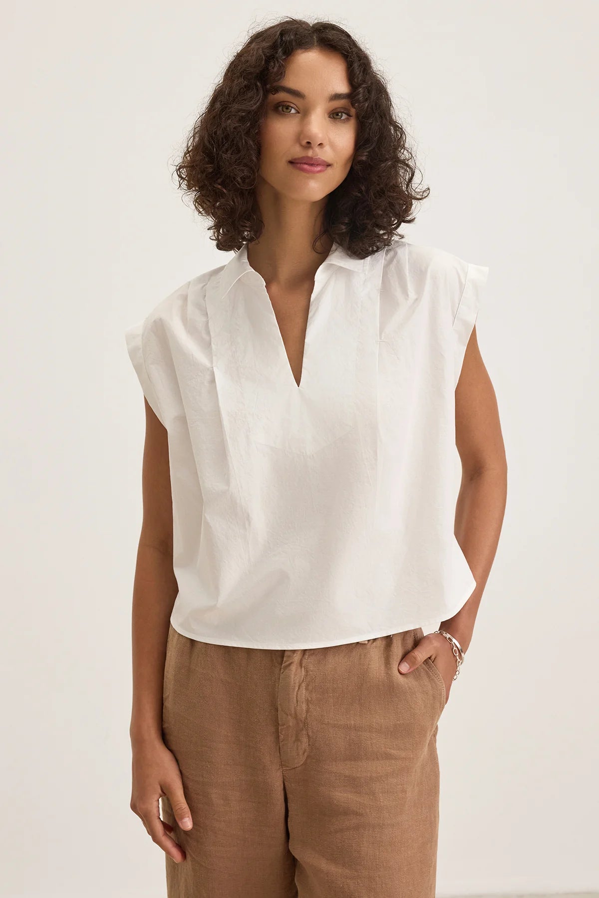 Velvet Florence Sleeveless Collar Top