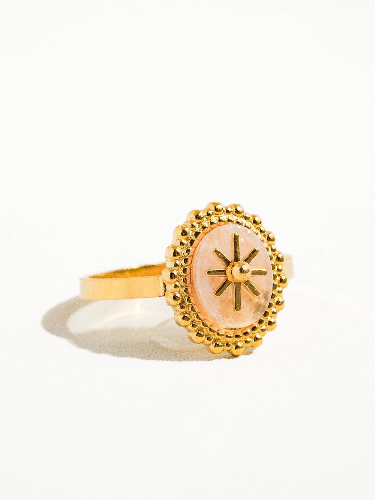 Flanerie Gypsy Rose 14K Gold Adjustable Round Stone Ring