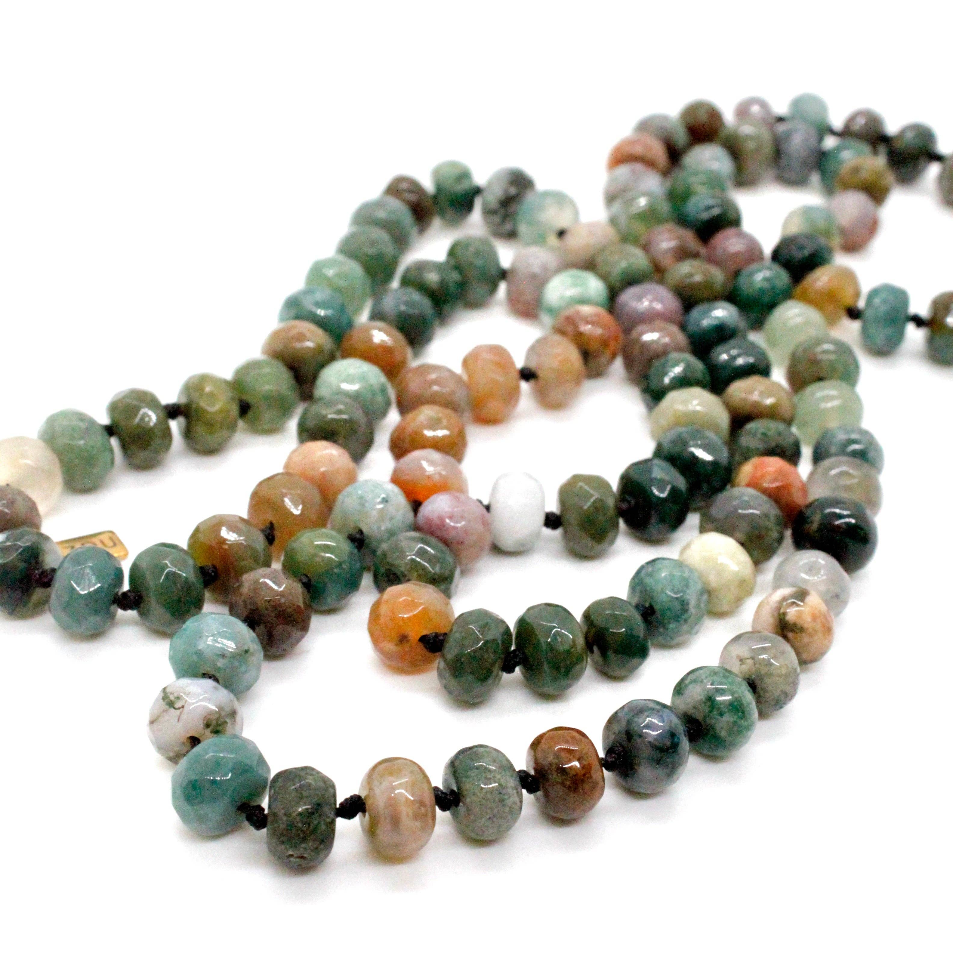 Lizou Hand-Knotted Long Agate Knotted Necklace