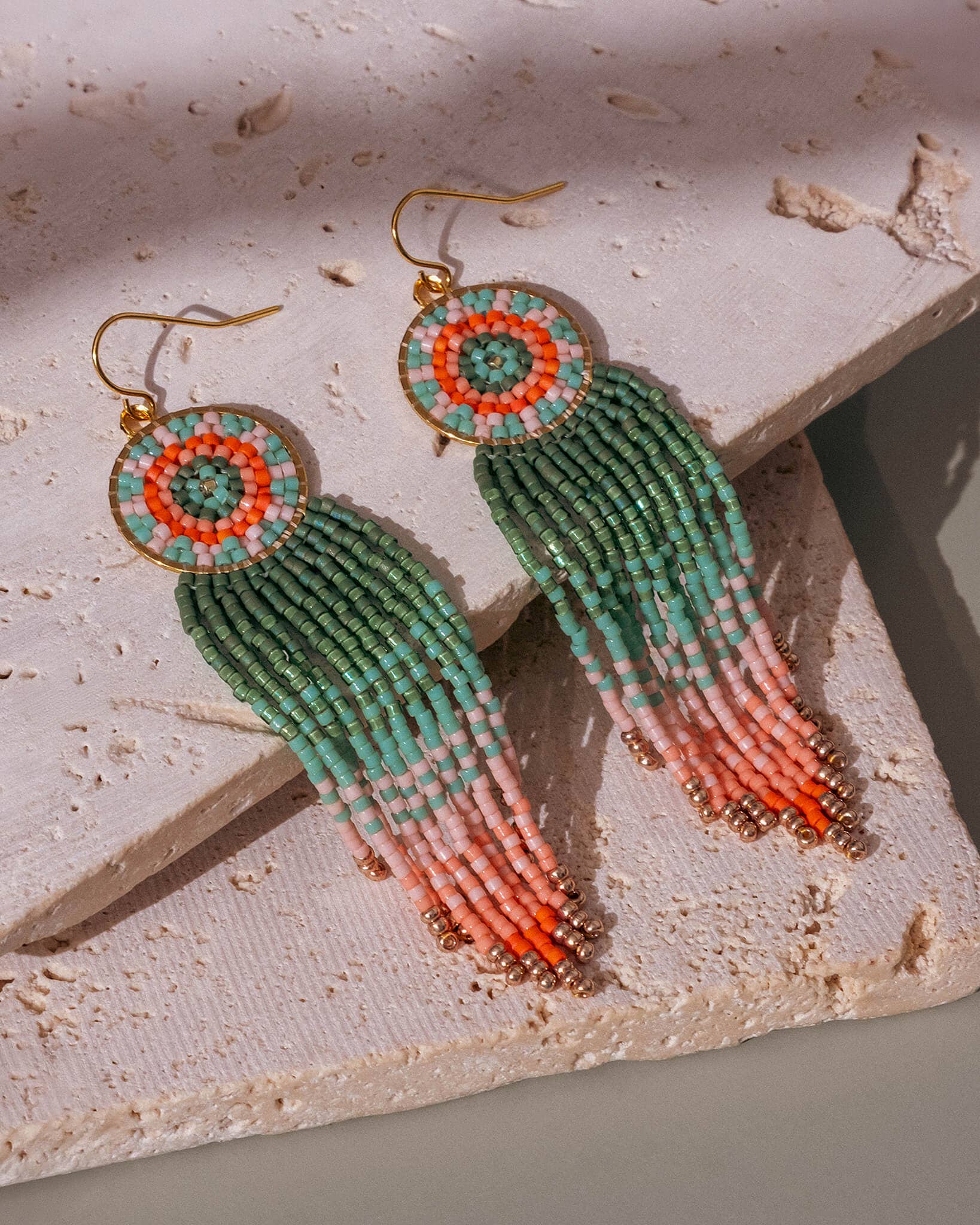 Mayana Beaded Handwoven Mandala Fringe Earring