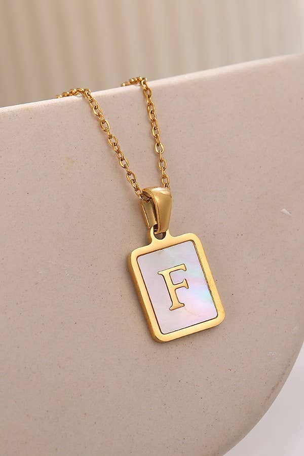 Josslyn MOP Initial Card Necklace 40NK314