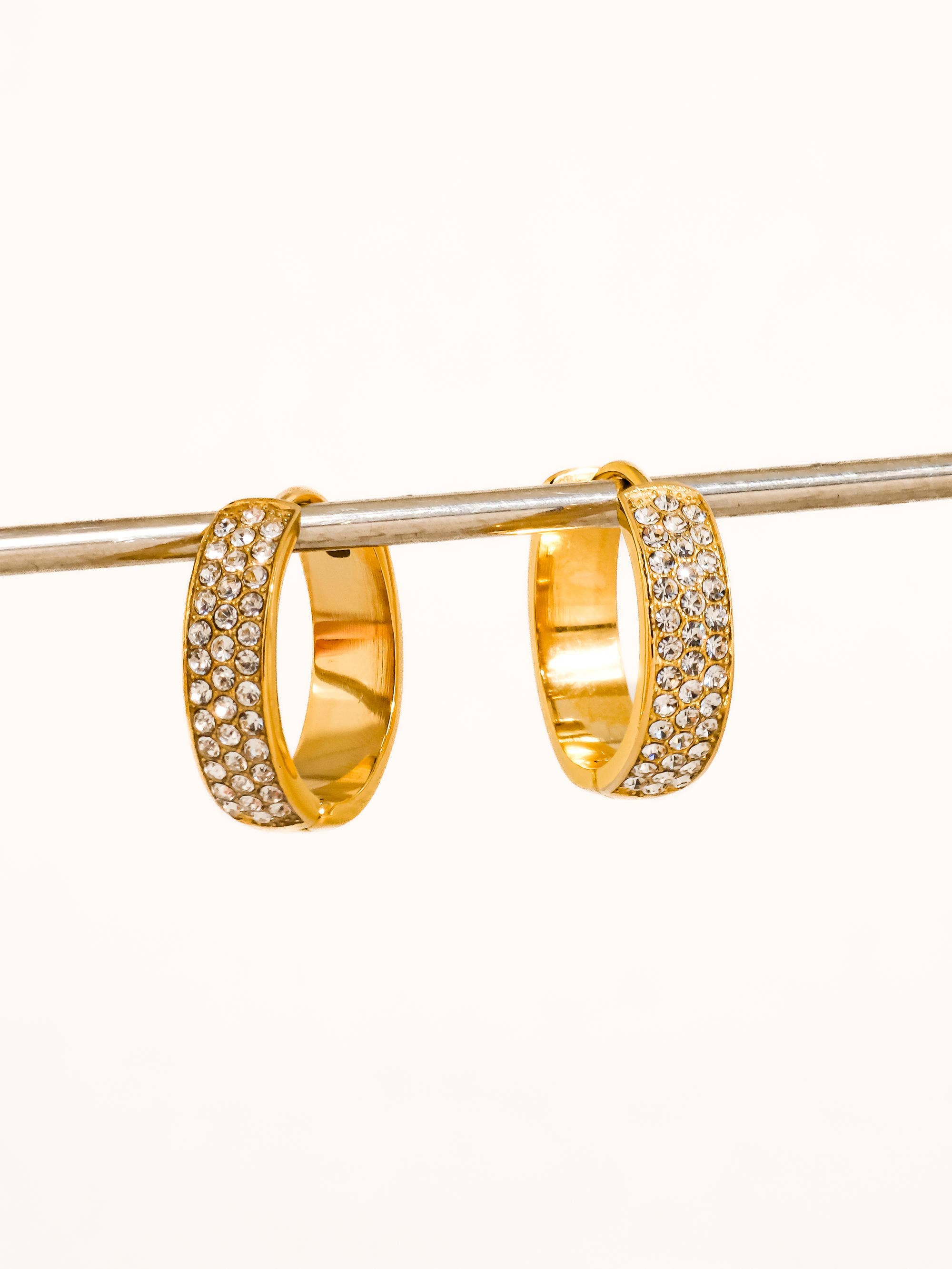 Flânerie Zephira 18K Gold Non-Tarnish CZ Pave Hoop Earrings