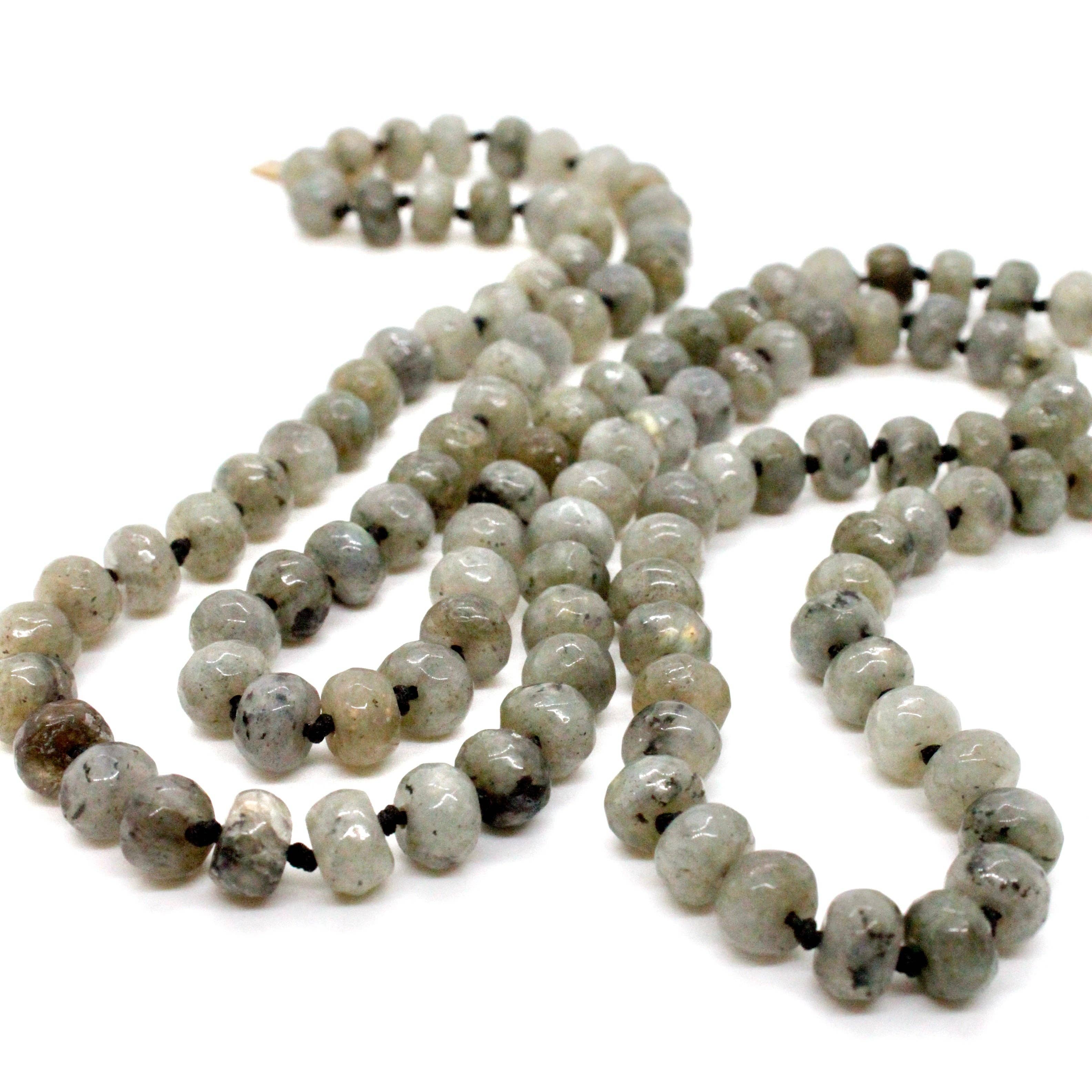 Lizou Hand-Knotted Long Labradorite Bead Necklace #3