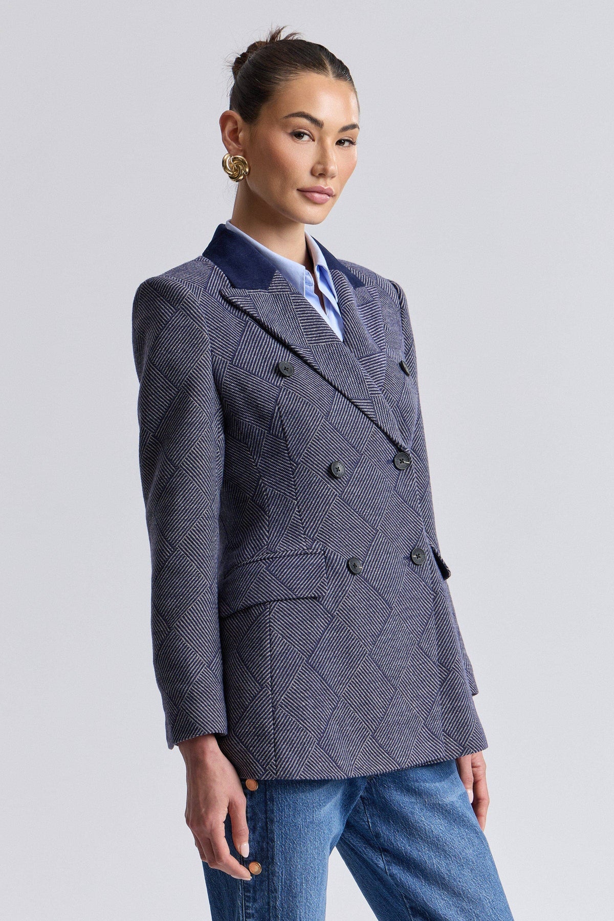 Avec Les Filles Basketweave Hourglass Blazer 84920