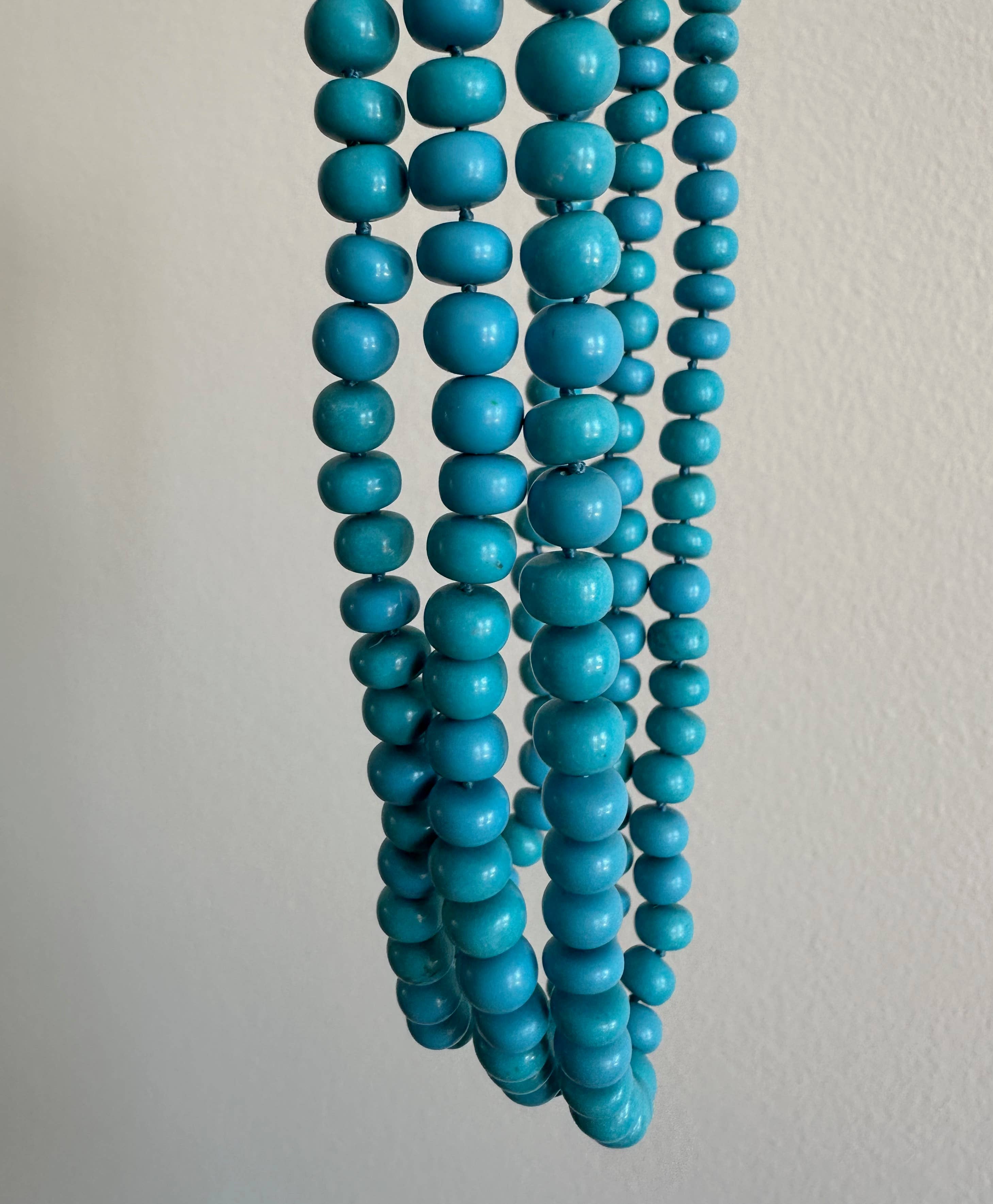 Anokhi Green Blue Turquoise Howlite Necklace | Knotted Bead Extender NKK04