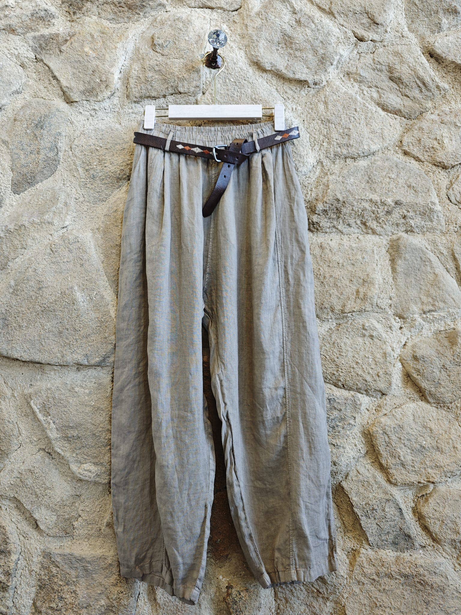 European Linen Trouser with Belt 825198