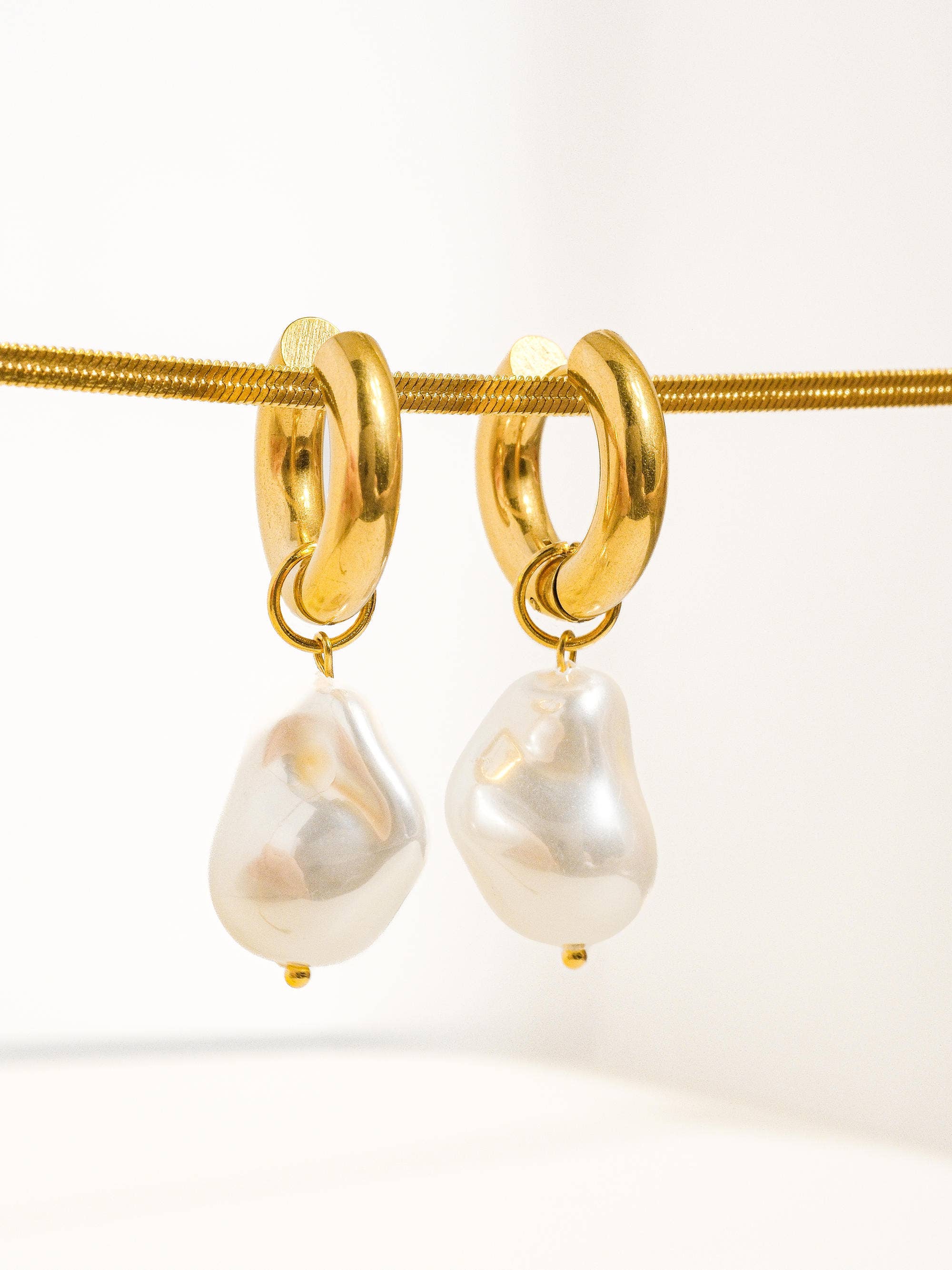 Flanerie Oceana Gold Statement Large Pearl Earring