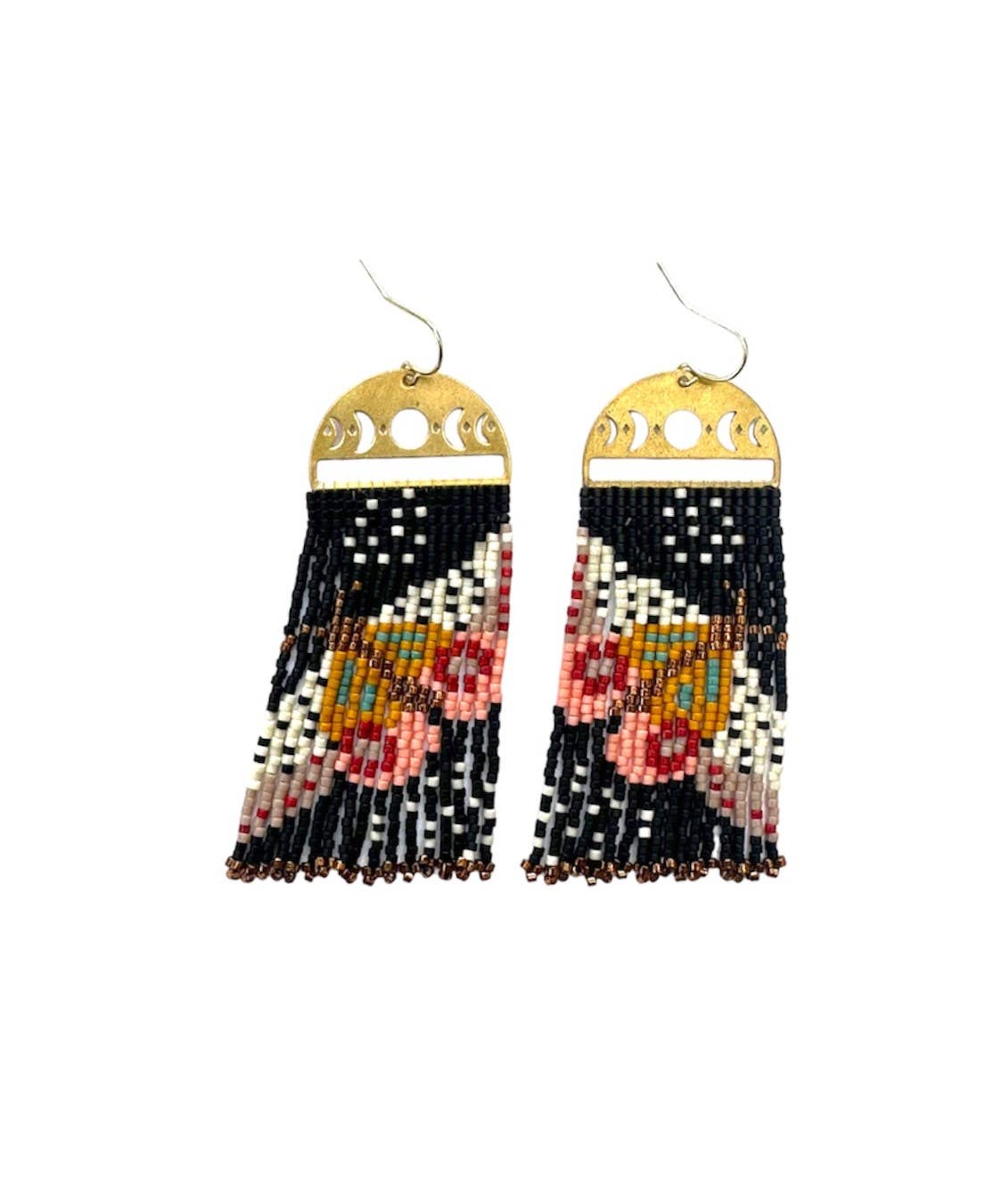 Mayana Beaded Handwoven Moonlit Moth Fringe Earrings