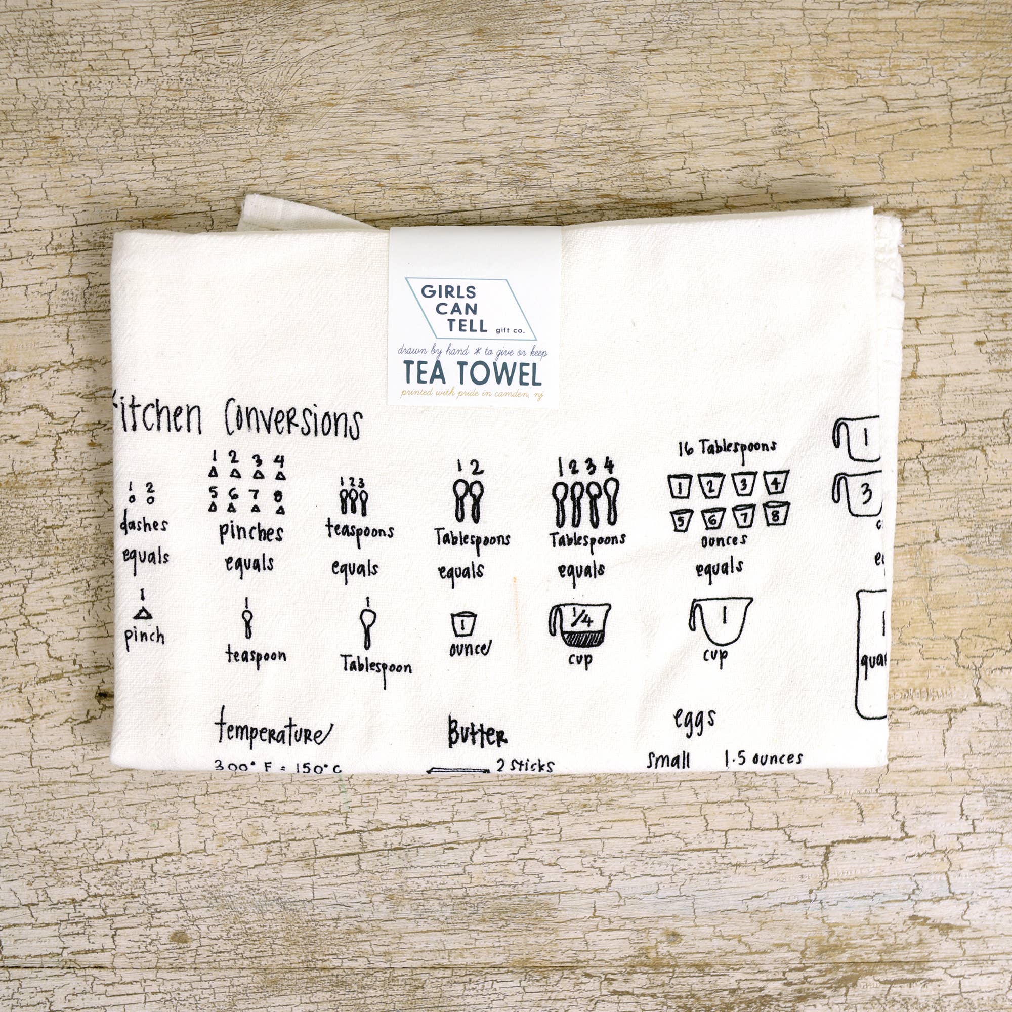 Girls Can Tell Kitchen Measurements Tea Towel