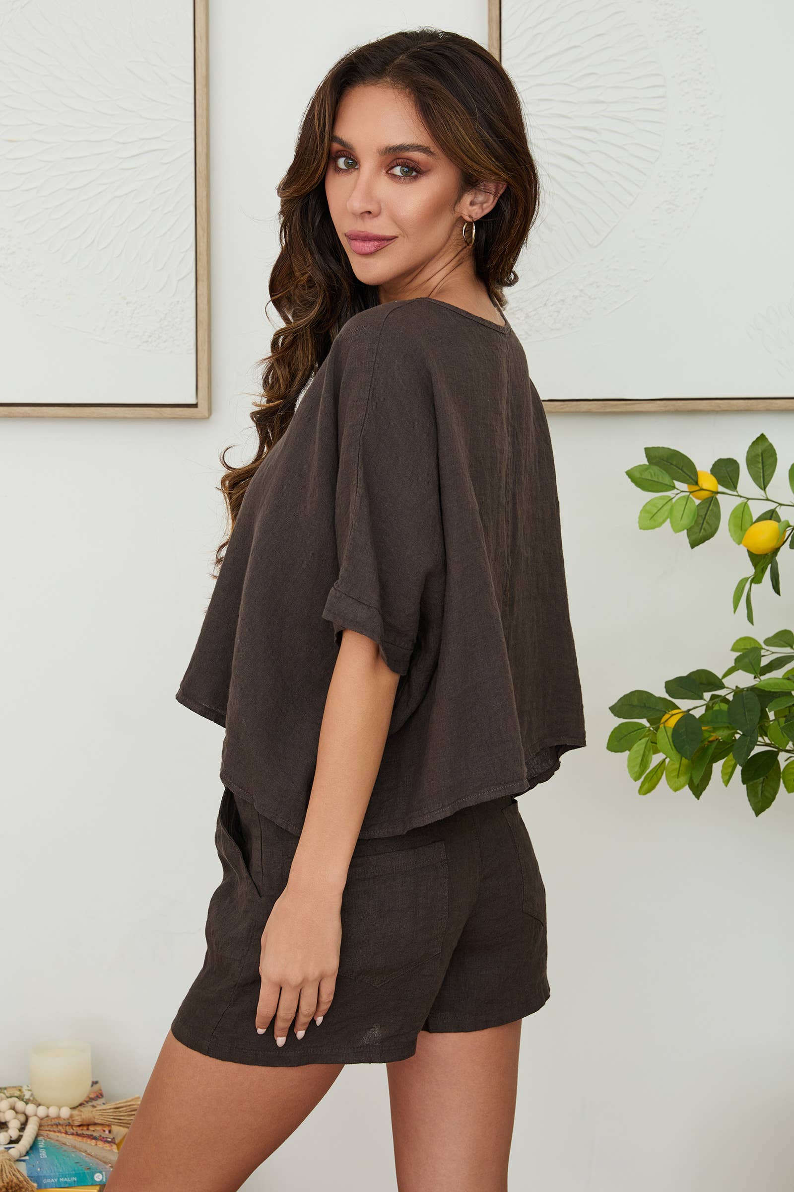 Milio Milano S/S Dolman Linen Top