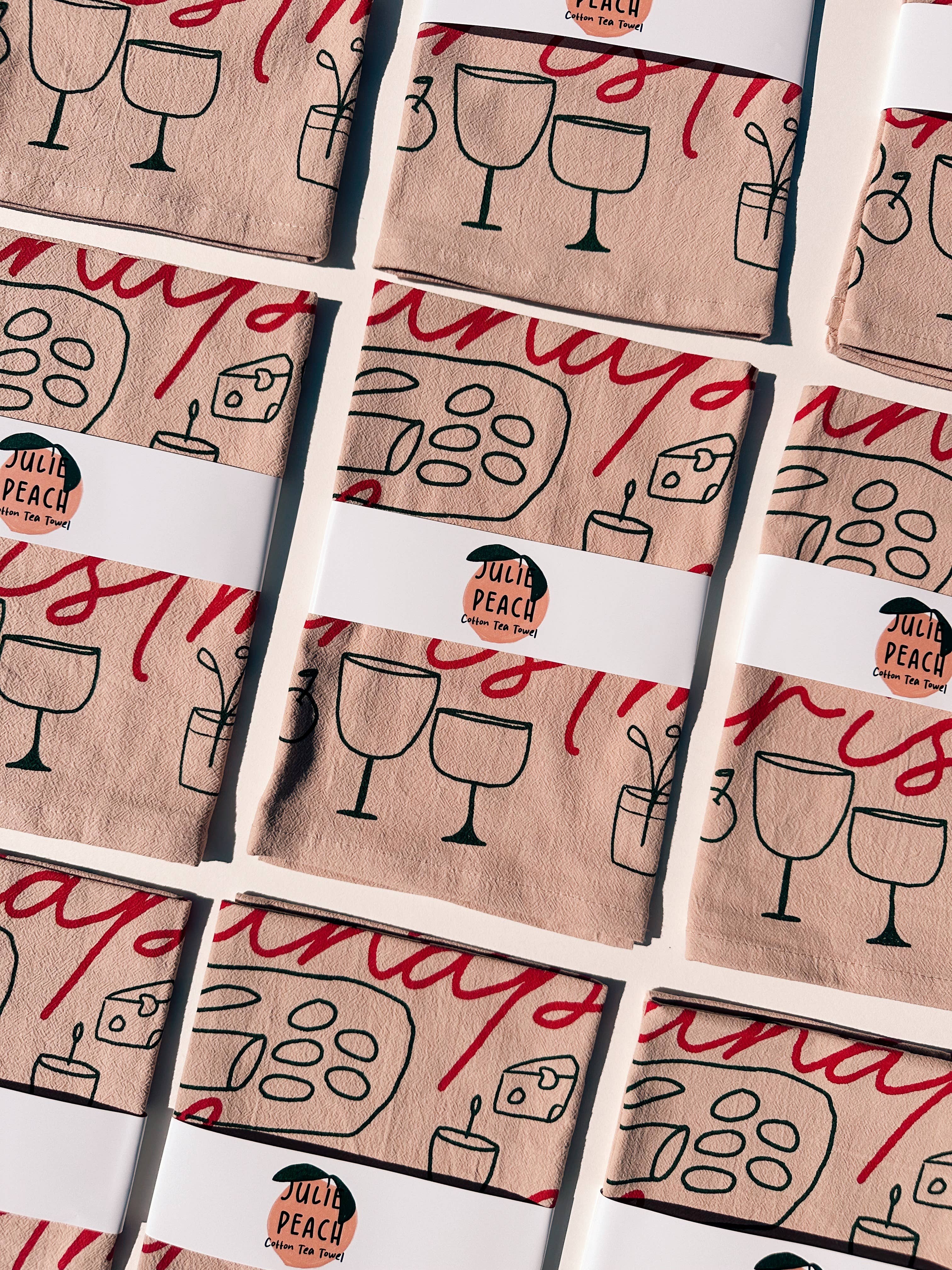 Julie Peach Cocktails, Canapés, Christmas Tea Towel