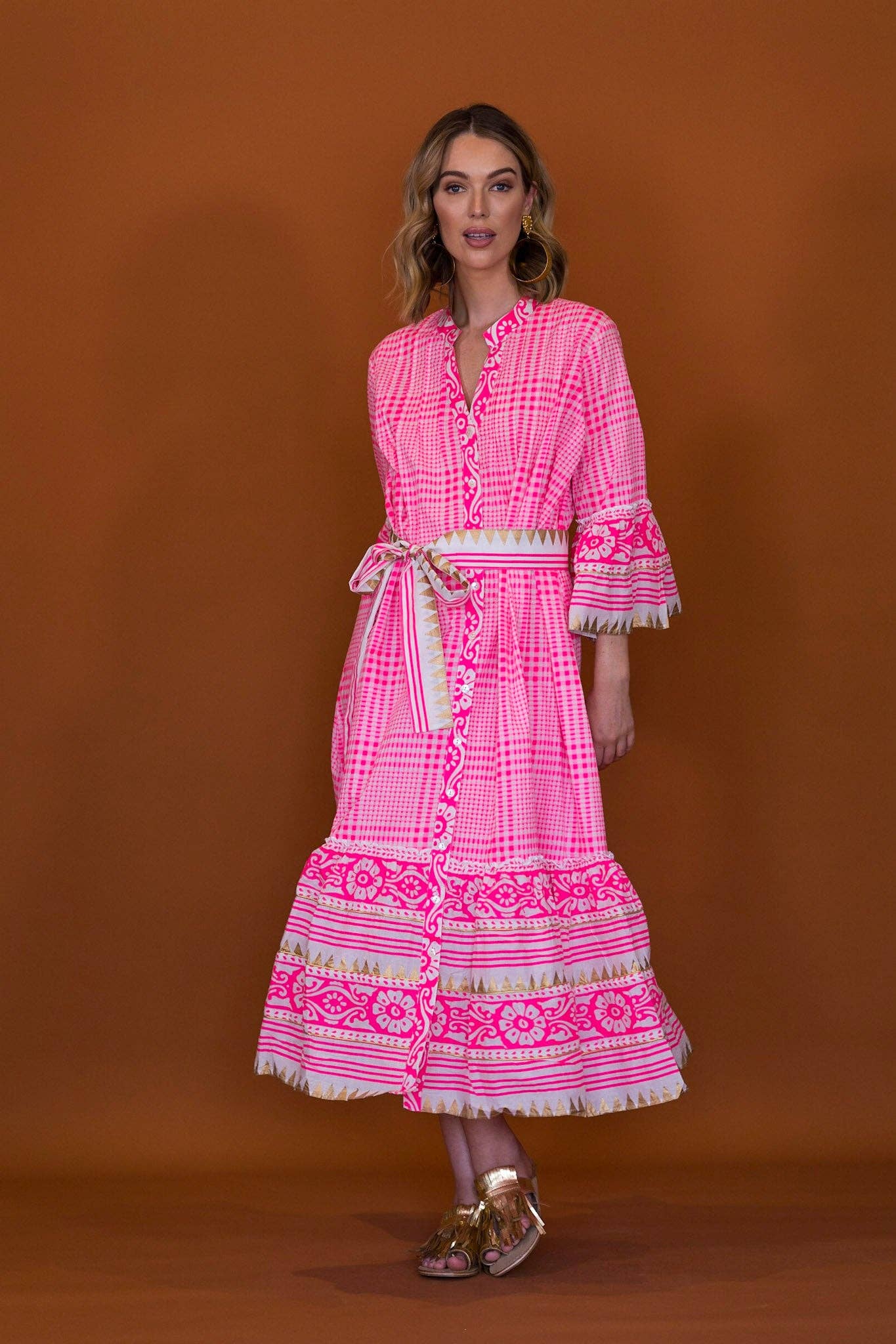 Anannasa Lola Pink Midi Dress