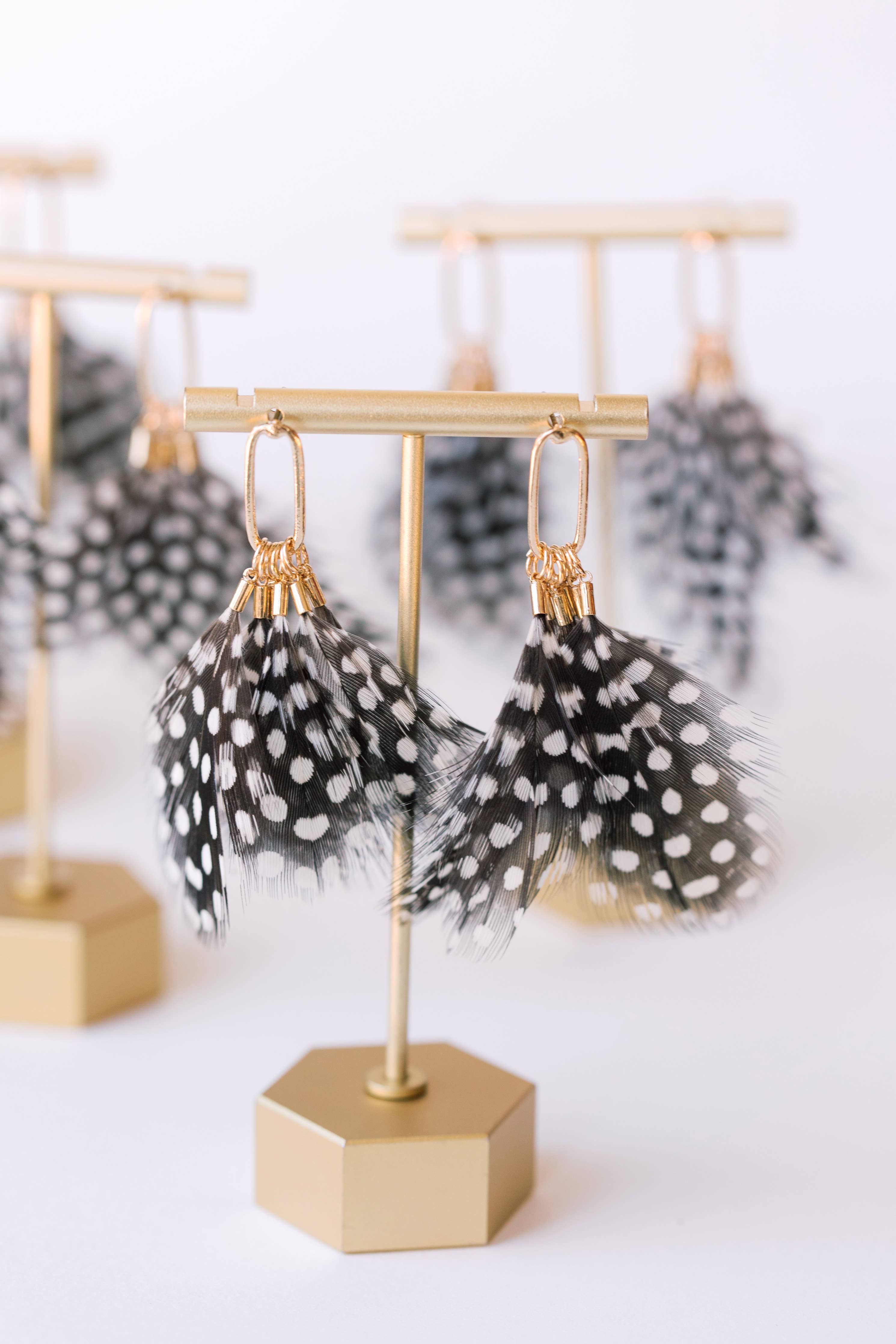 St. Armands Designs of Sarasota Spotted Feather Fall Statement Tassel Earrings SAD164