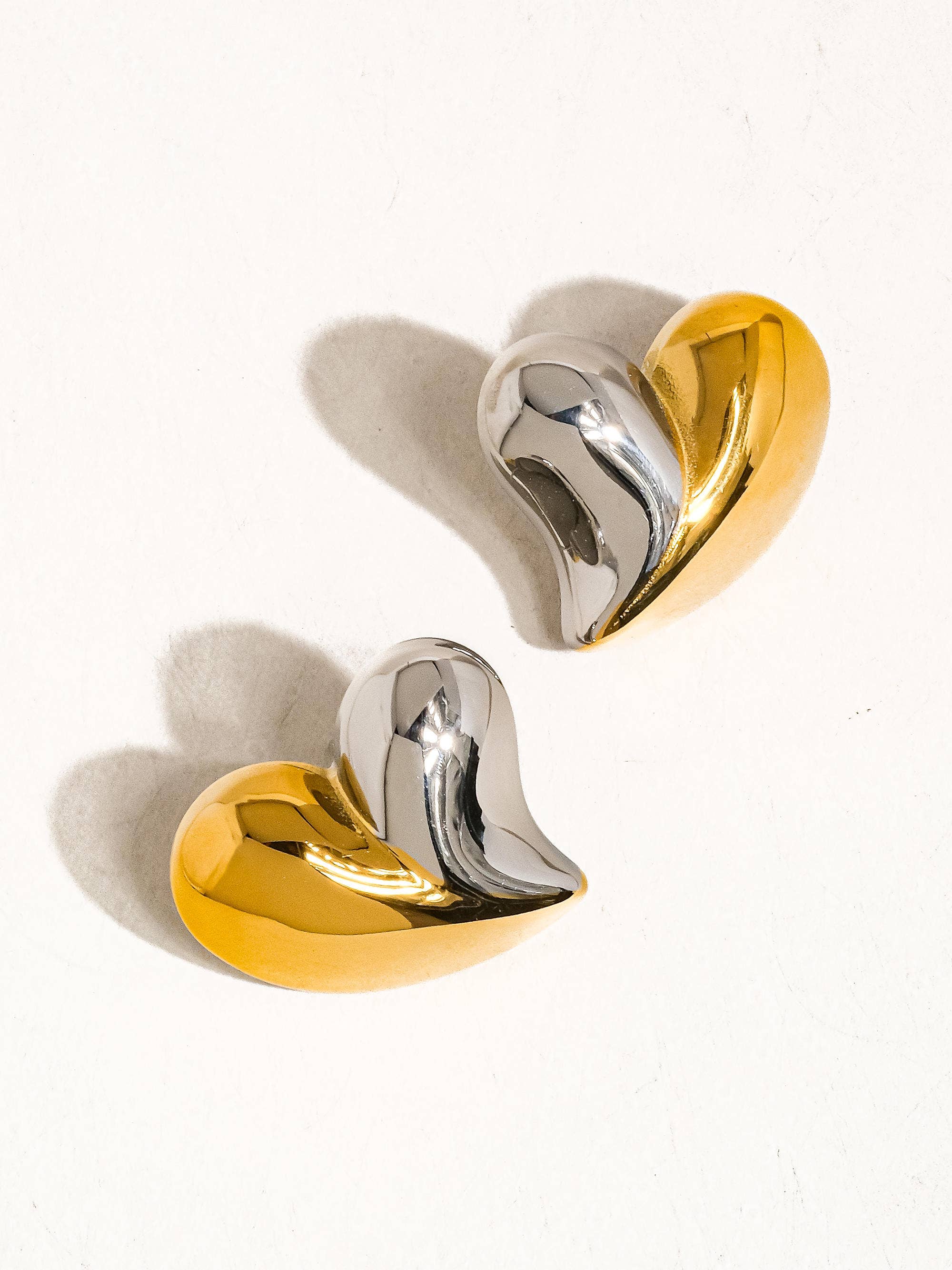 Flanerie Atrial 18K Gold Silver Non-Tarnish Heart Studs