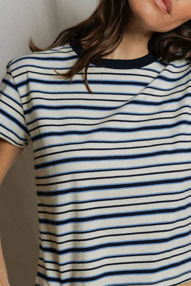 Perfect White Tee Dawn Cotton Jersey Ringer Stripe Tee Shirt