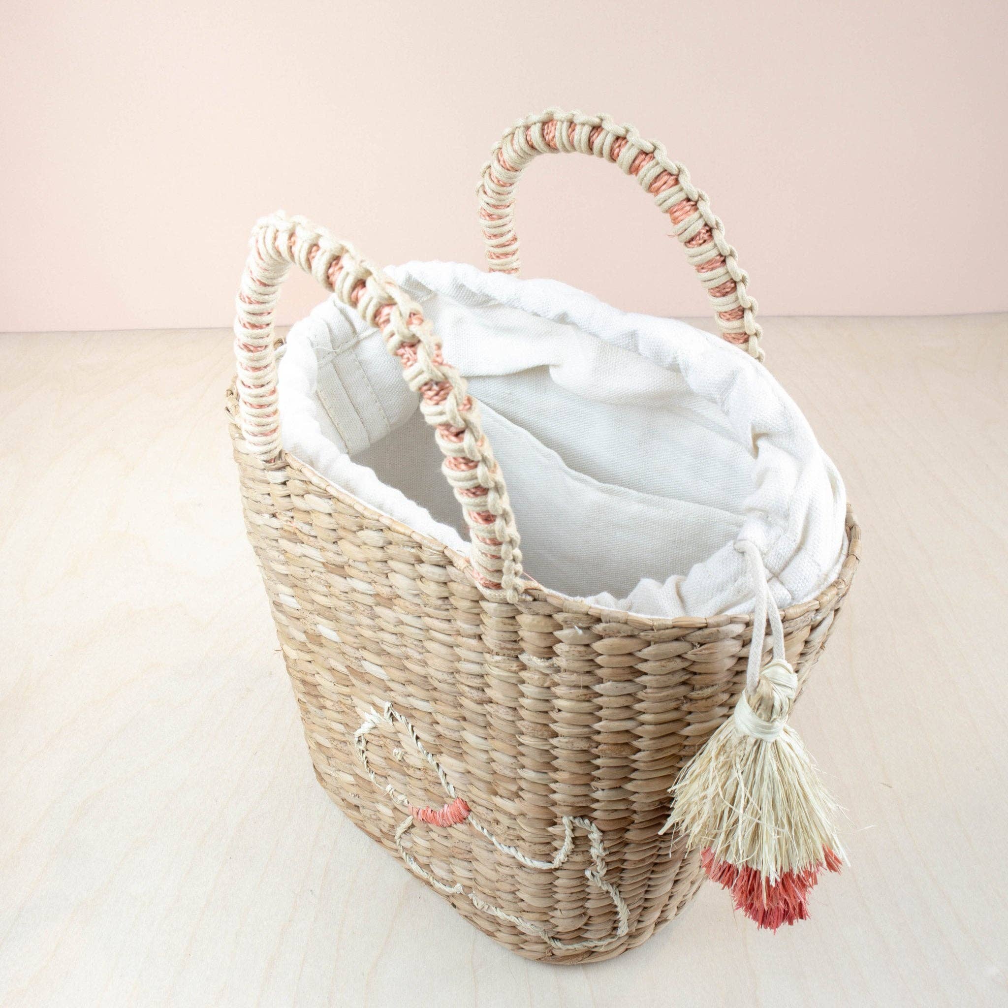 Mini Straw Tote Bag with Embroidered Westie - Woven Handbag | LIKHA