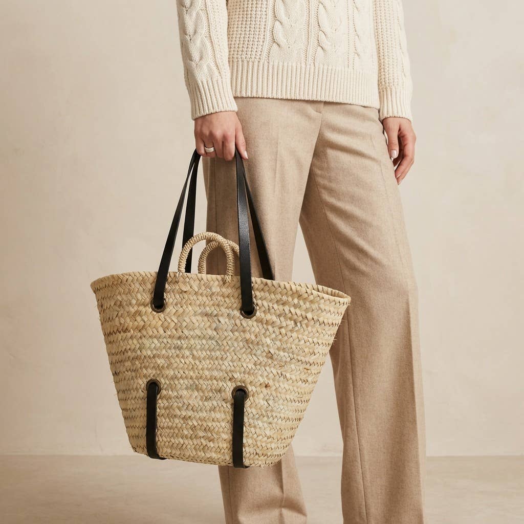 French Market Boho Beach Shopper with Leather Straps #16