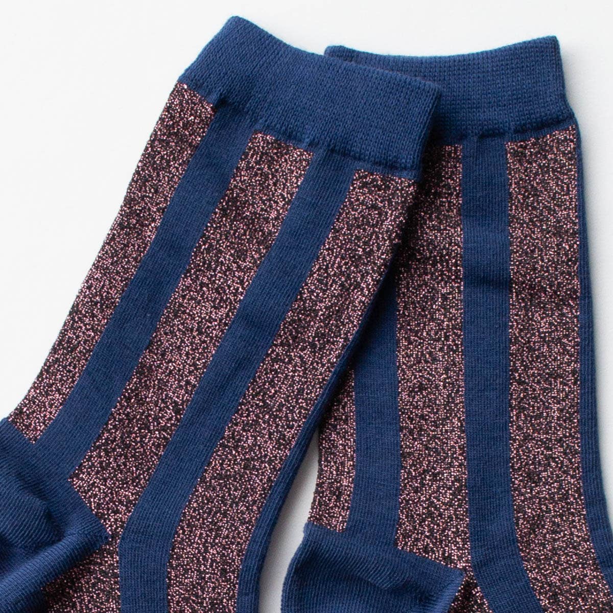 Tiepology Glitter Vertical Striped Crew Socks