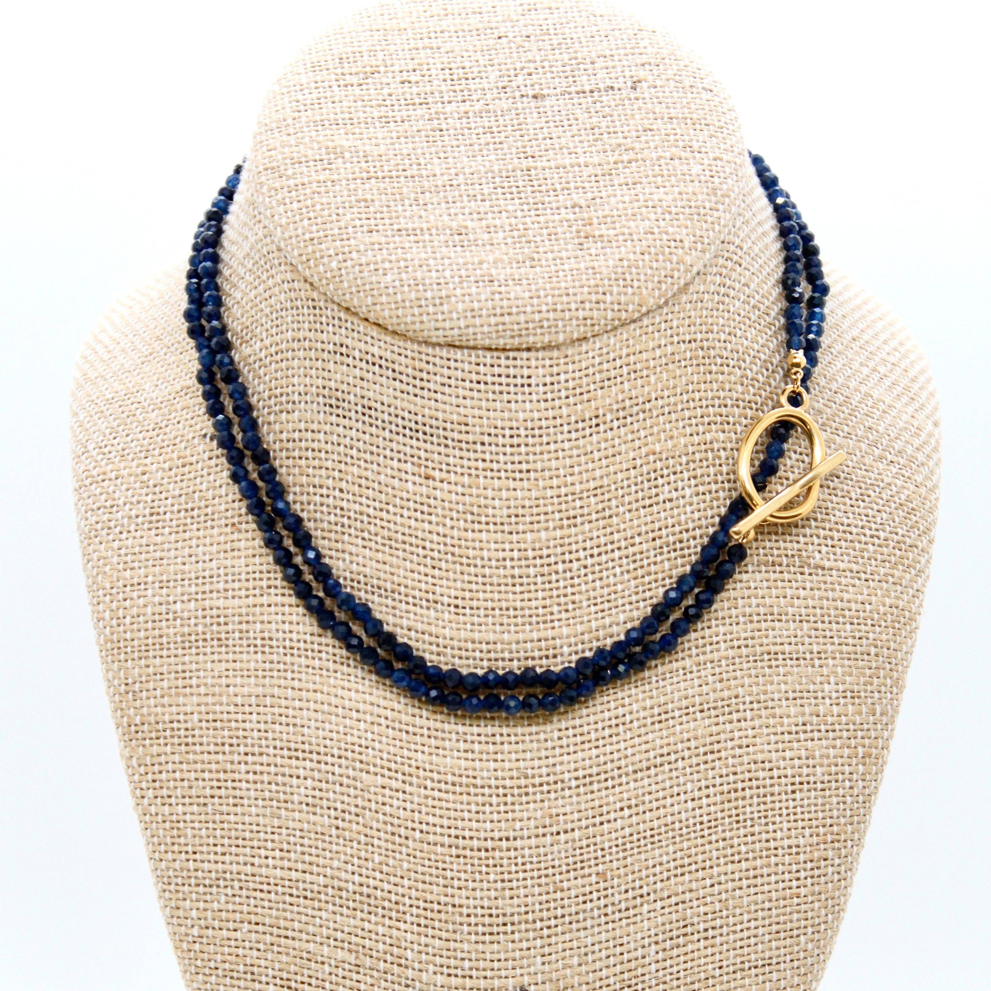 Lizou Luxury Faceted Long Sapphire Necklace or Bracelet #20