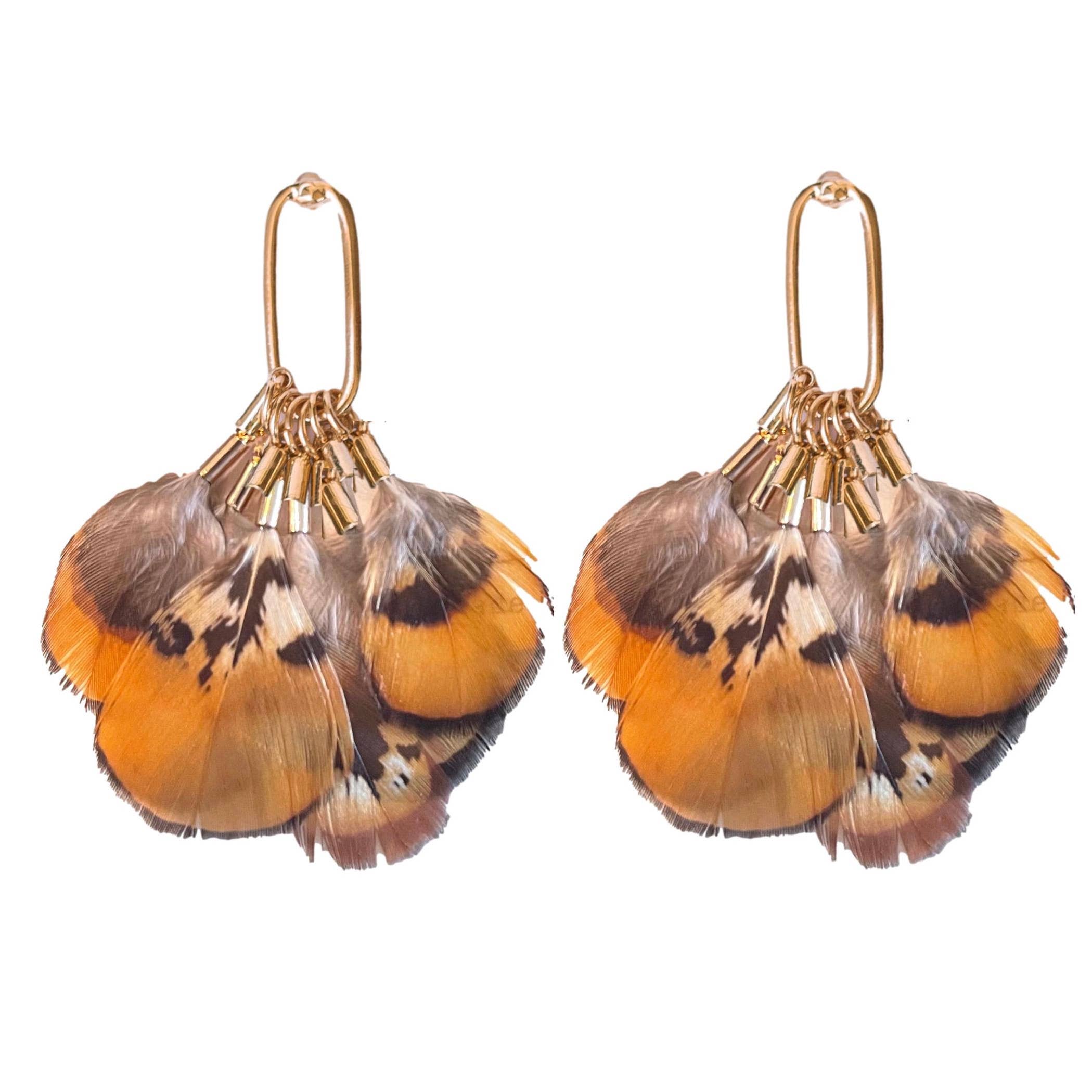 St. Armands Quail Feather Statement Tassel Earrings