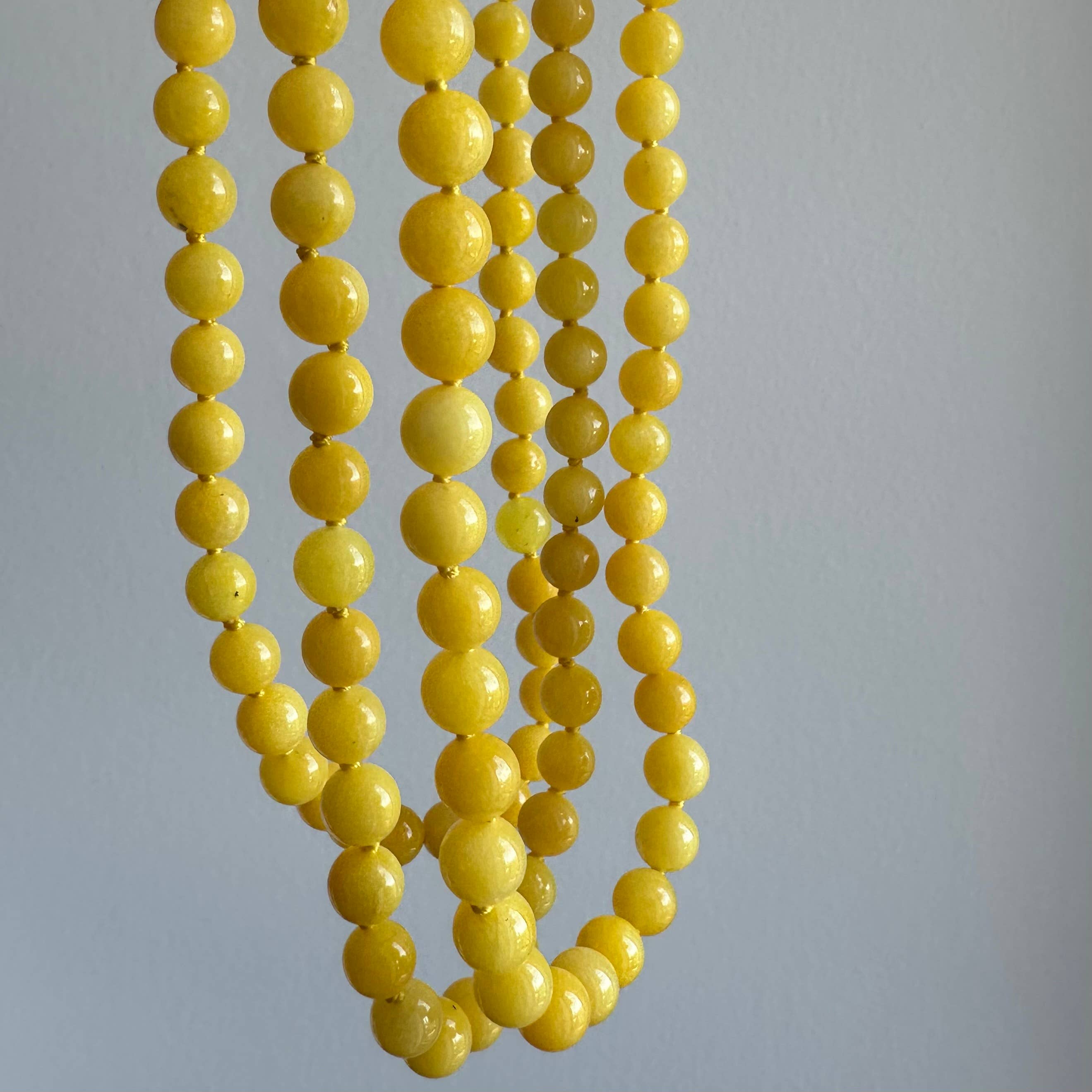 Anokhi Green Yellow Jade Summer Necklace | Knotted Bead NKK44C