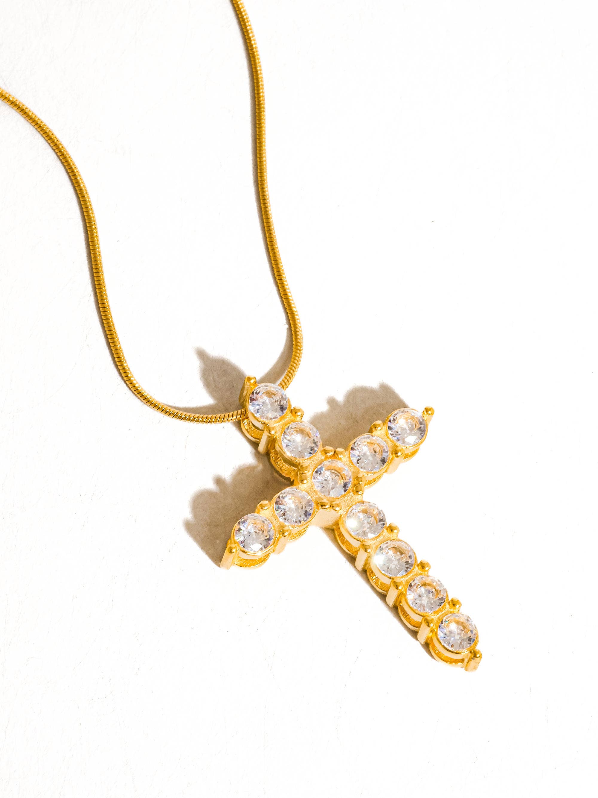 Flanerie Raeven 18K Gold Non-Tarnish CZ Cross Necklace