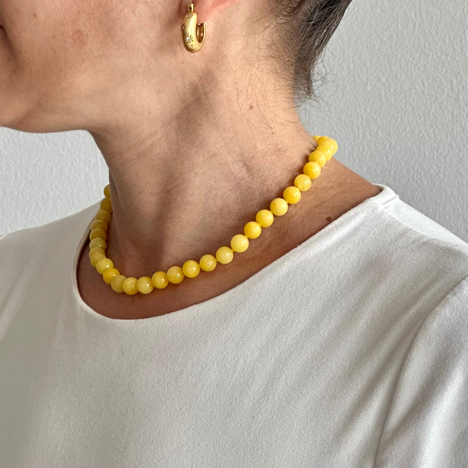 Anokhi Green Yellow Jade Summer Necklace | Knotted Bead NKK44C