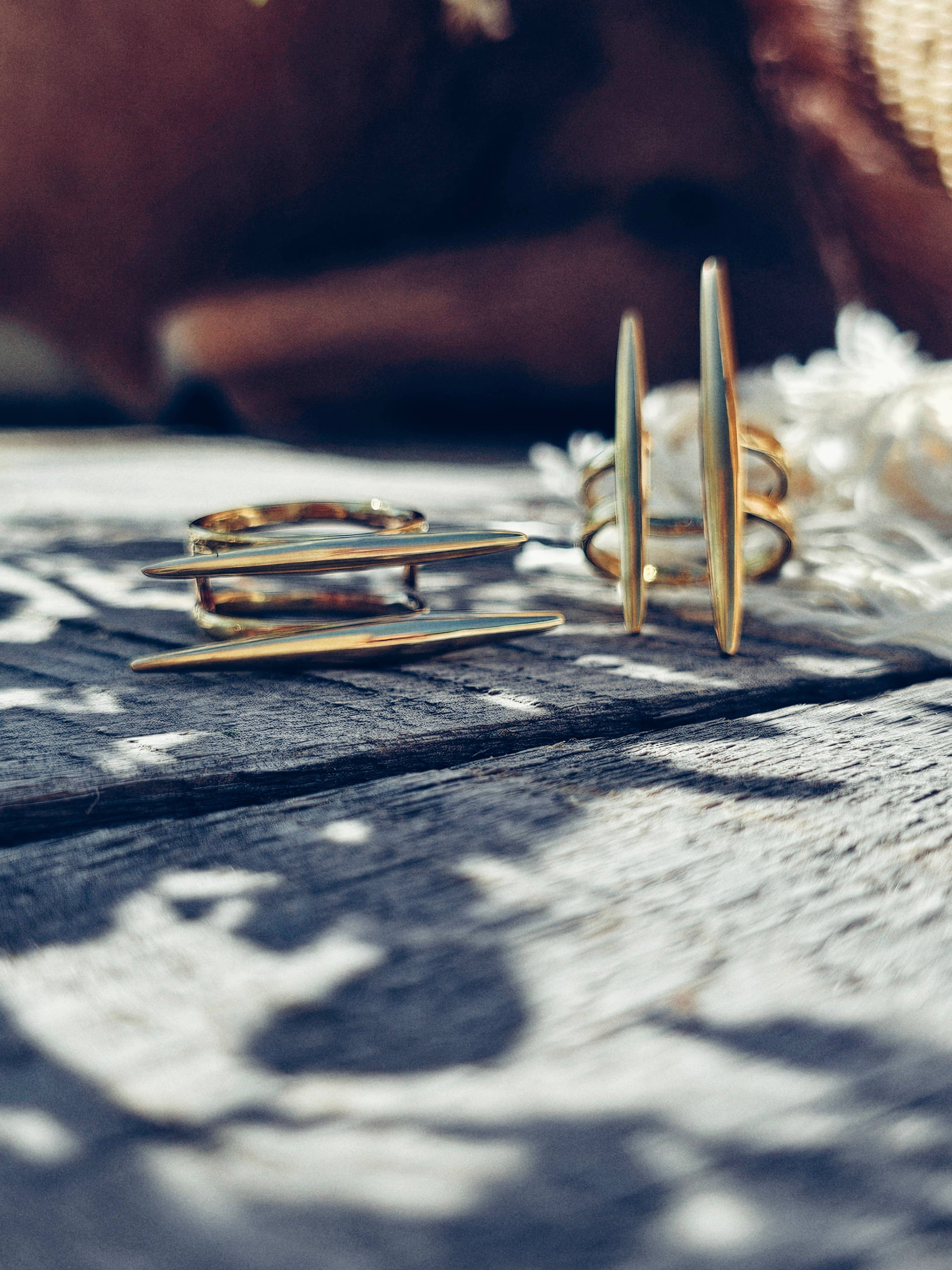 Bisjoux Solid Brass Double Spike Needle Adjustable Ring