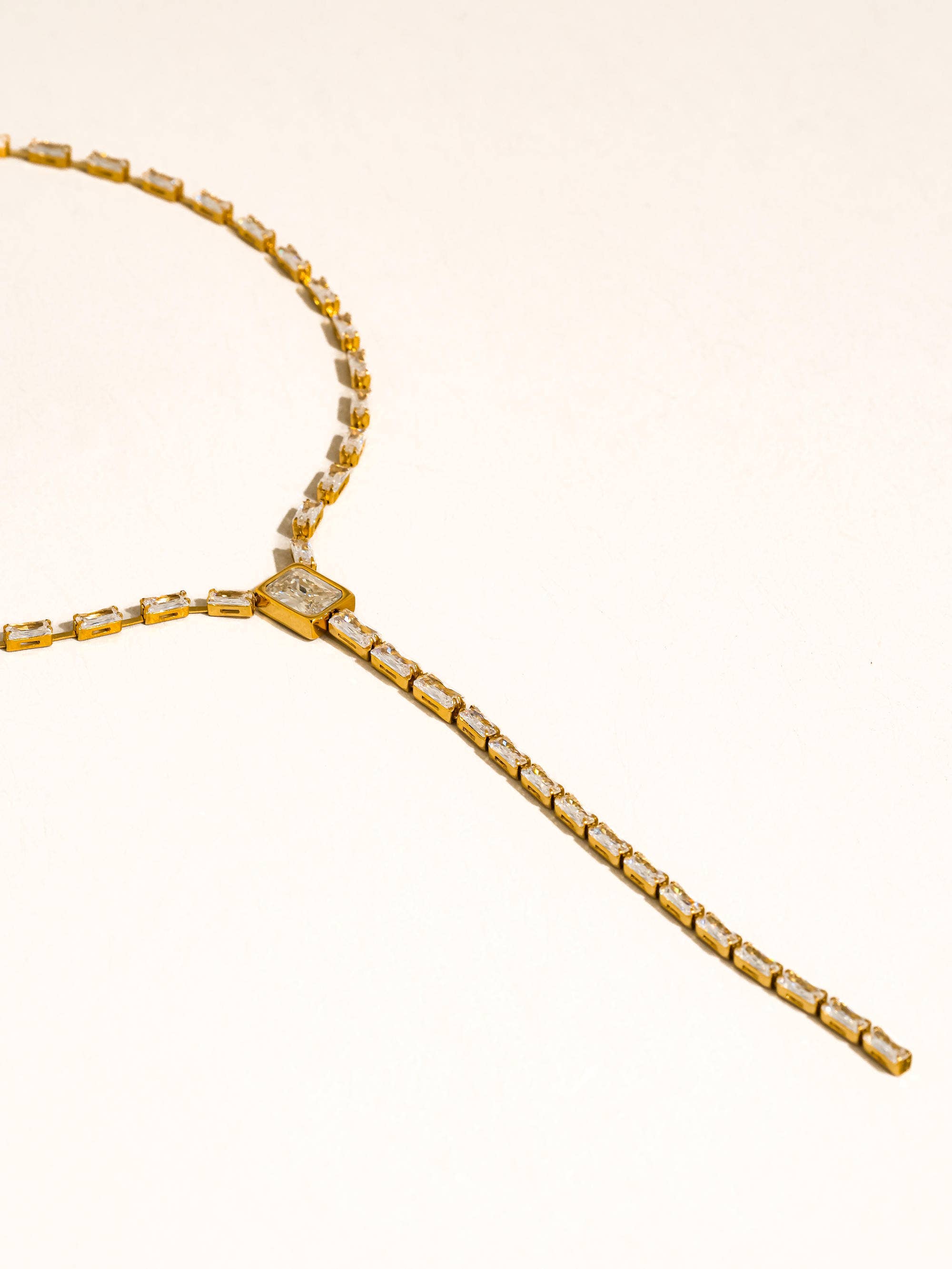 Flânerie Cieline 18K Gold CZ Lariat Necklace