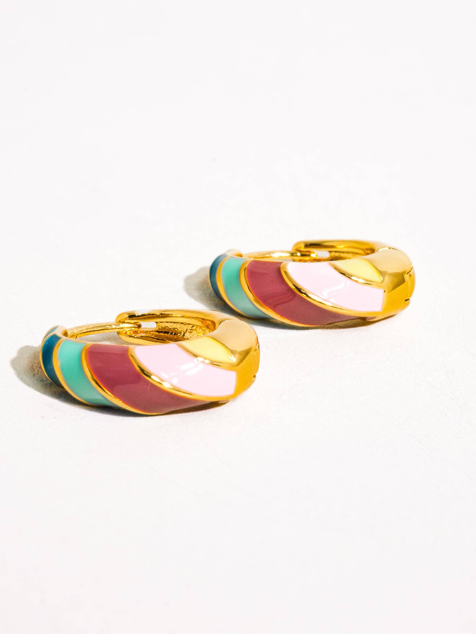 Flanerie Paloma 18K Gold Colorful Striped Hoop Earring