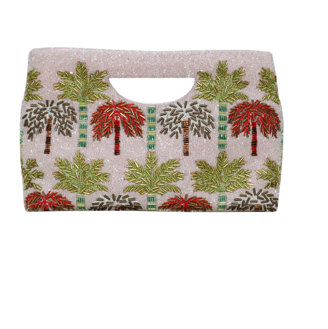 Tiana NY Palm Trees on Pink Clutch