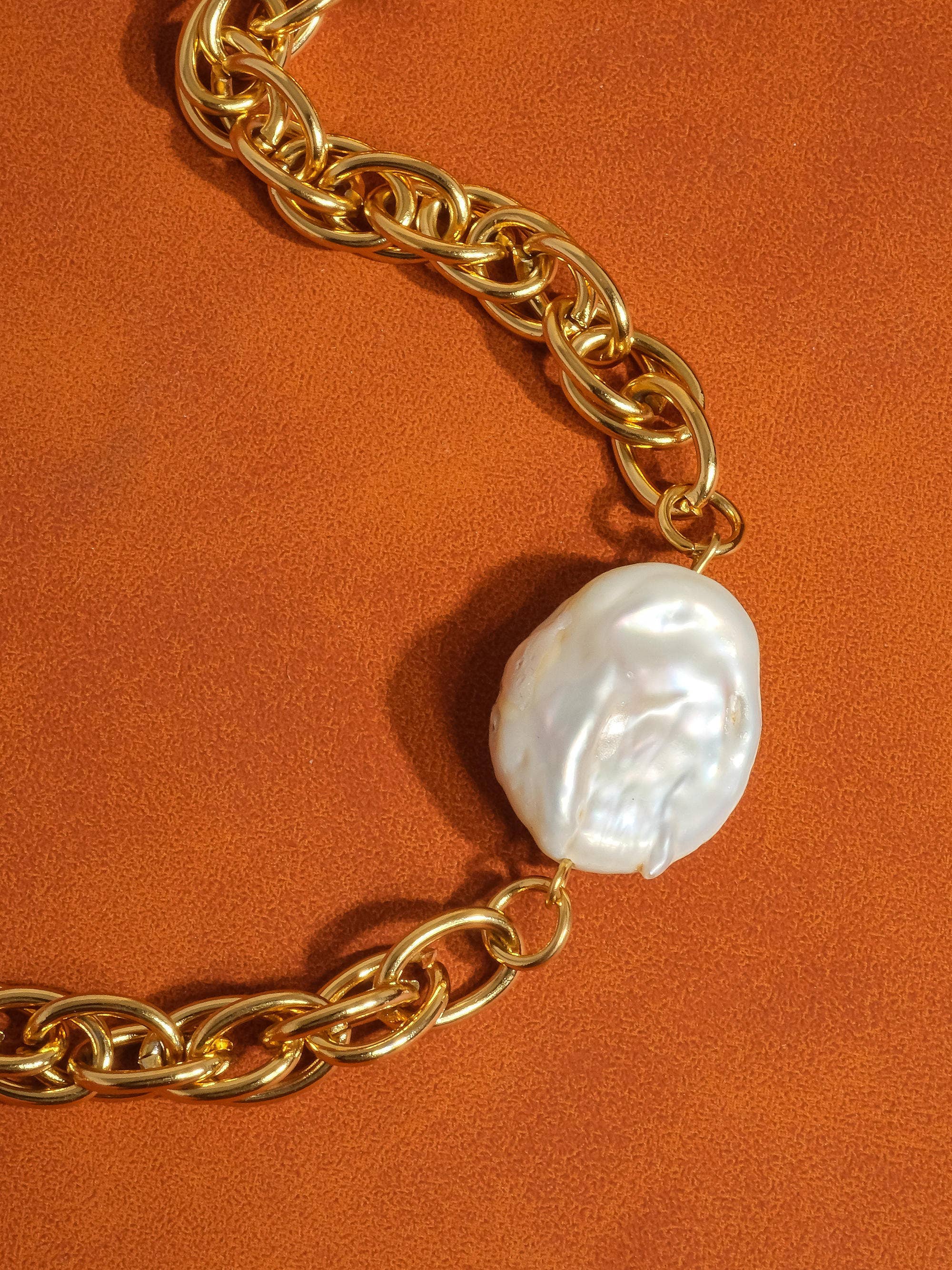 Flanerie Loan 18K Non-Tarnish Bold Pearl Chain Necklace