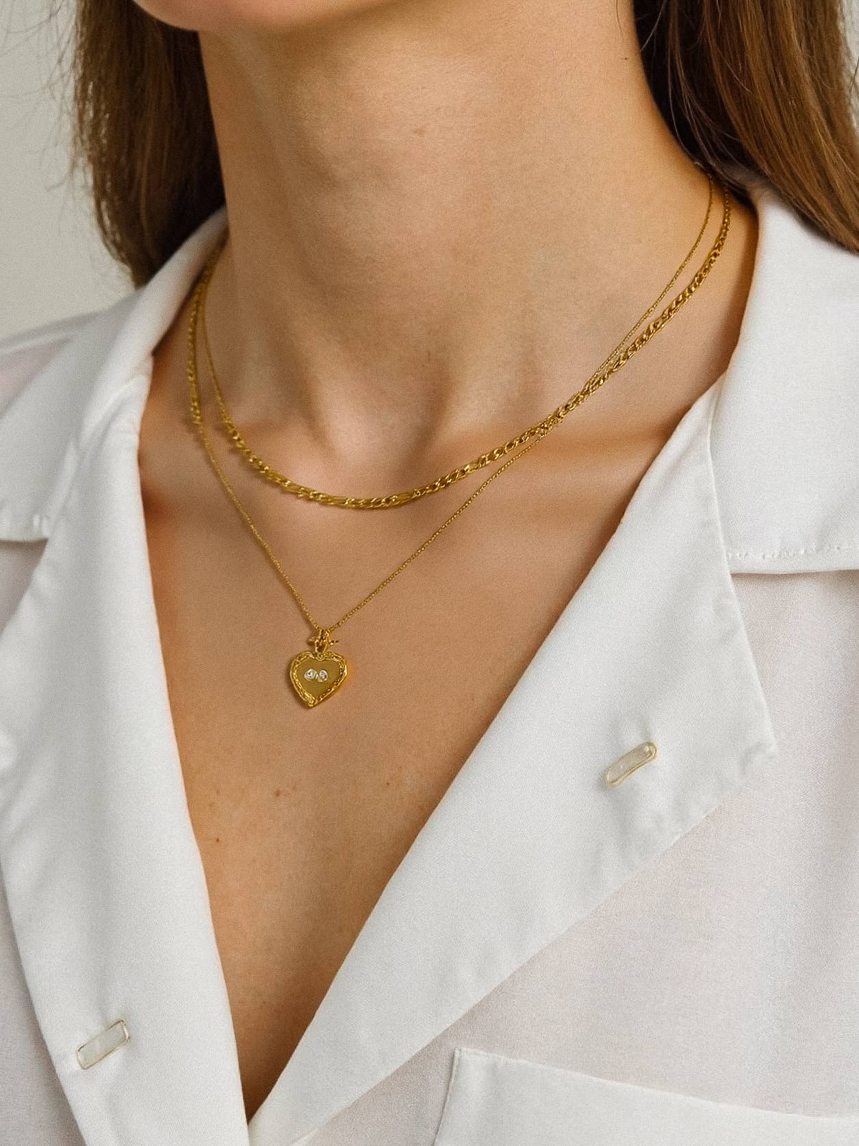 Flanerie Landy 18K Non-Tarnish Layered Heart Chain Necklace