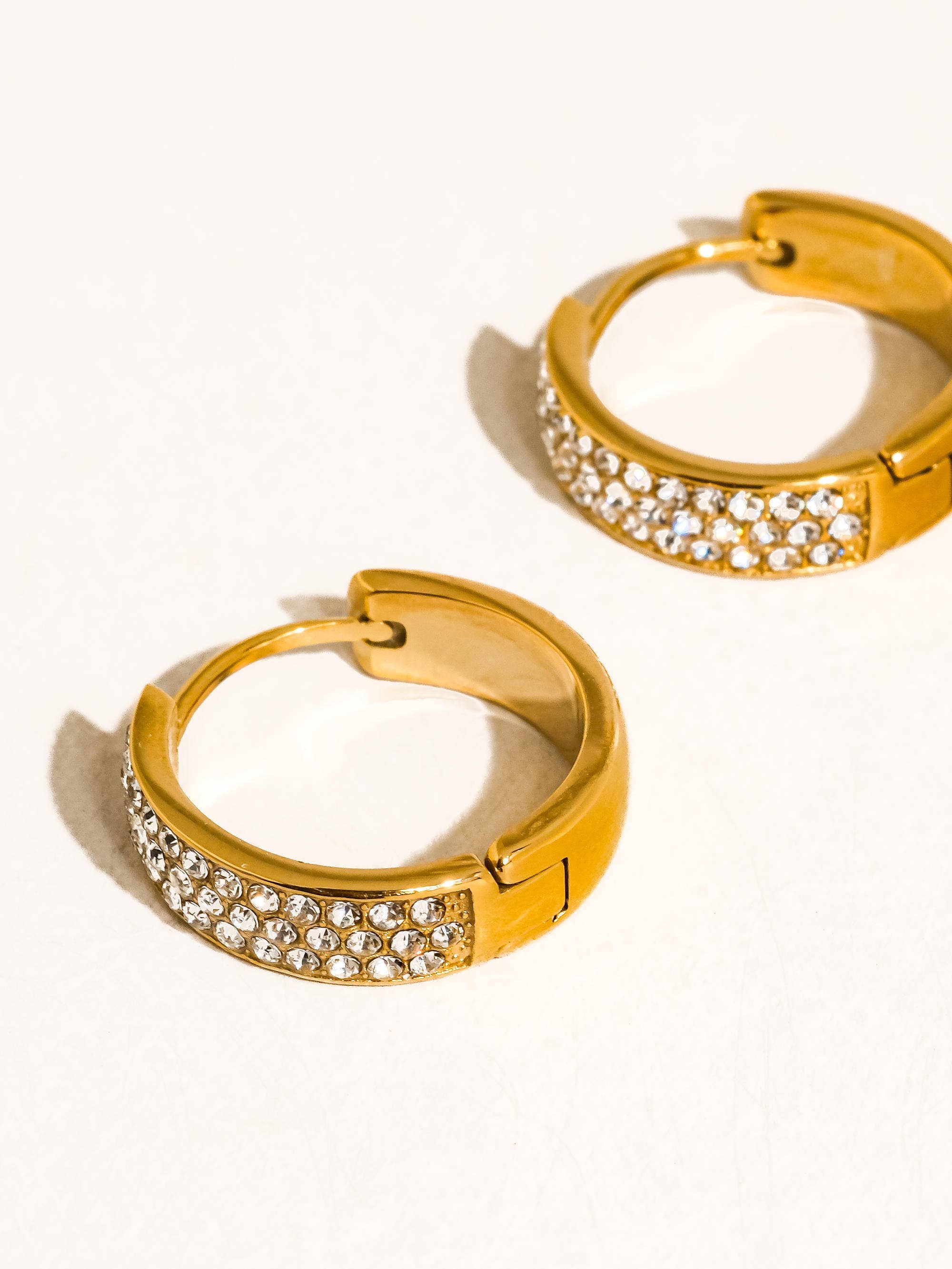 Flânerie Zephira 18K Gold Non-Tarnish CZ Pave Hoop Earrings